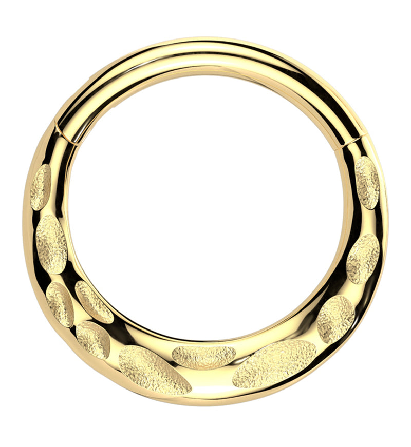 14kt Gold Reversible Smooth and Hammered Hinged Segment Ring