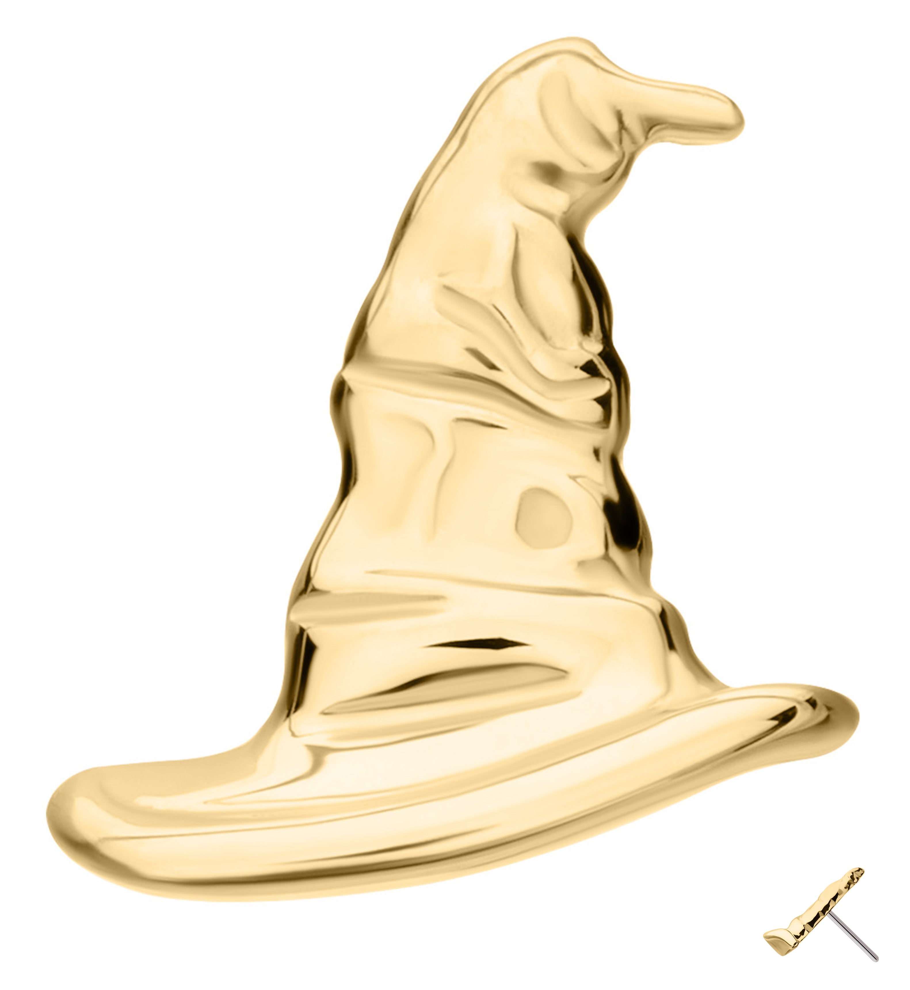 14kt Gold Sorting Hat Threadless Top | UrbanBodyJewelry.com