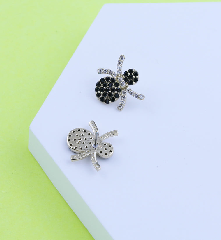 14kt Gold Spider Pave Black CZ Threadless Top