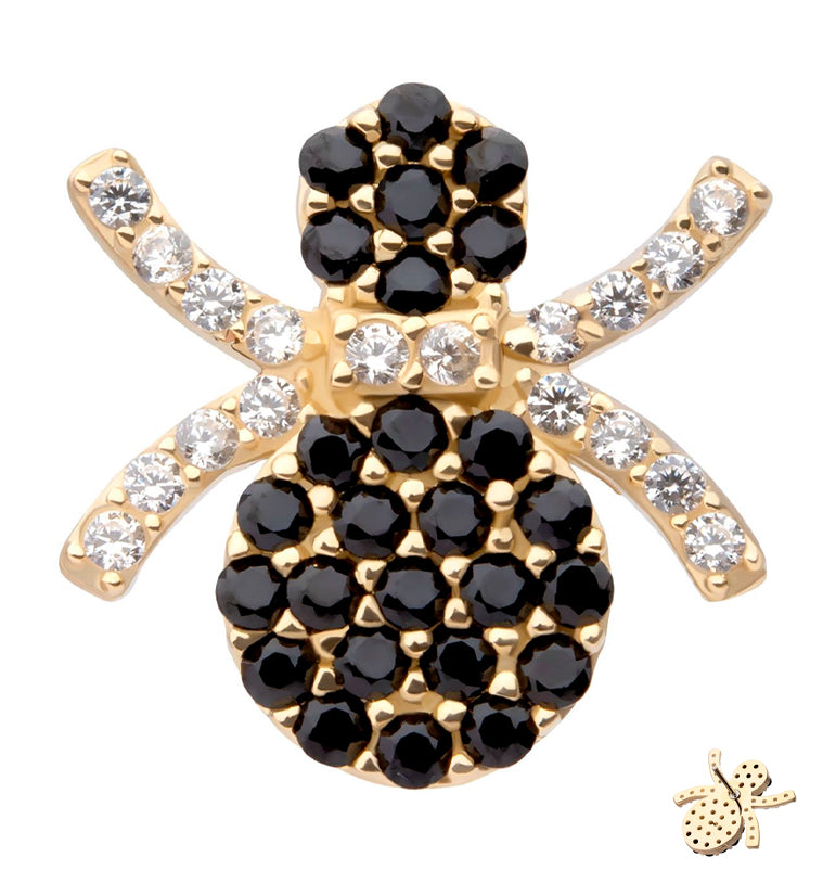 14kt Gold Spider Pave Black CZ Threadless Top