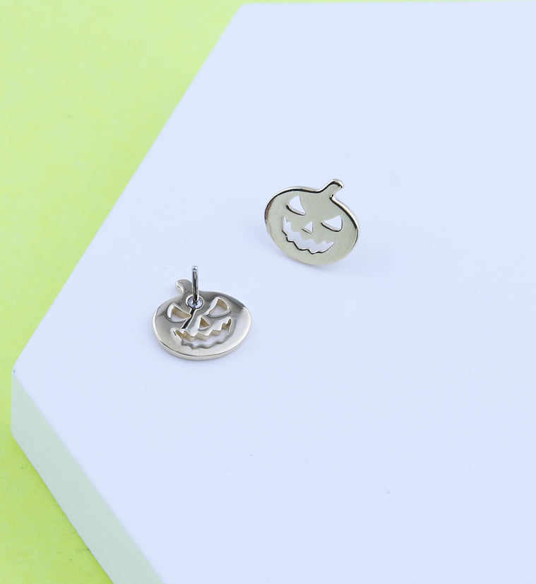 14kt Gold Stingy Jack Pumpkin Threadless Top