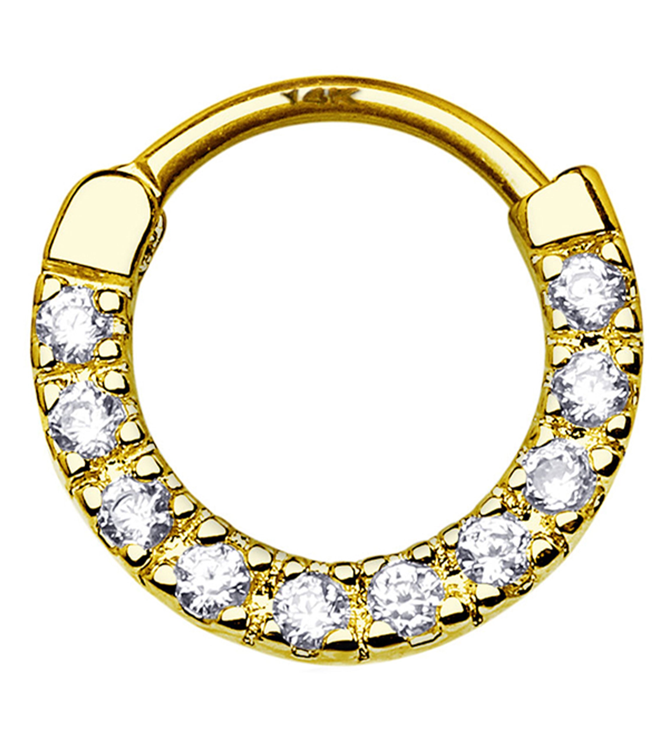 14kt Gold Ten Clear CZ Rim Septum Clicker