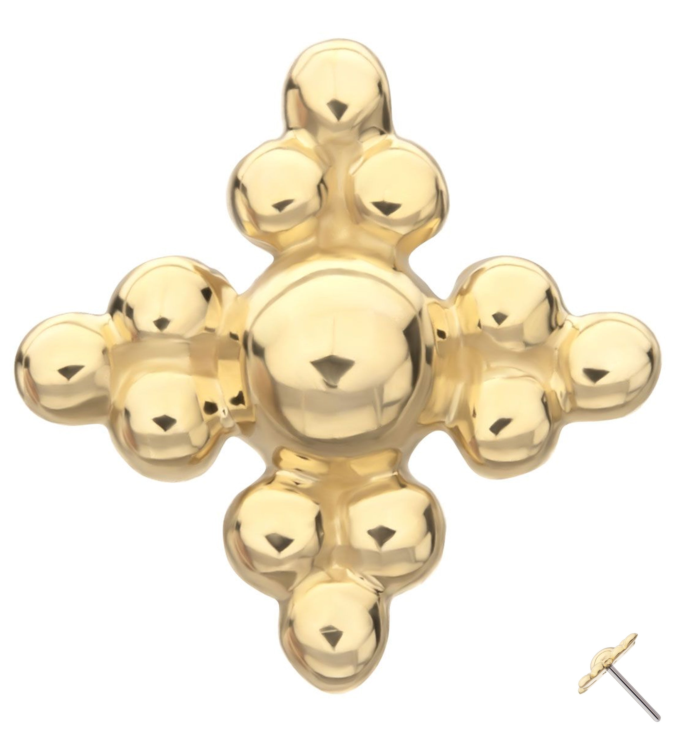 14kt Gold Tri-Bead Quad Threadless Top