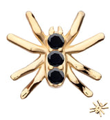 14kt Gold Triple Black CZ Spider Threadless Top