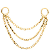 14kt Gold Triple Link And Box Nose & Cartilage Piercing Chain