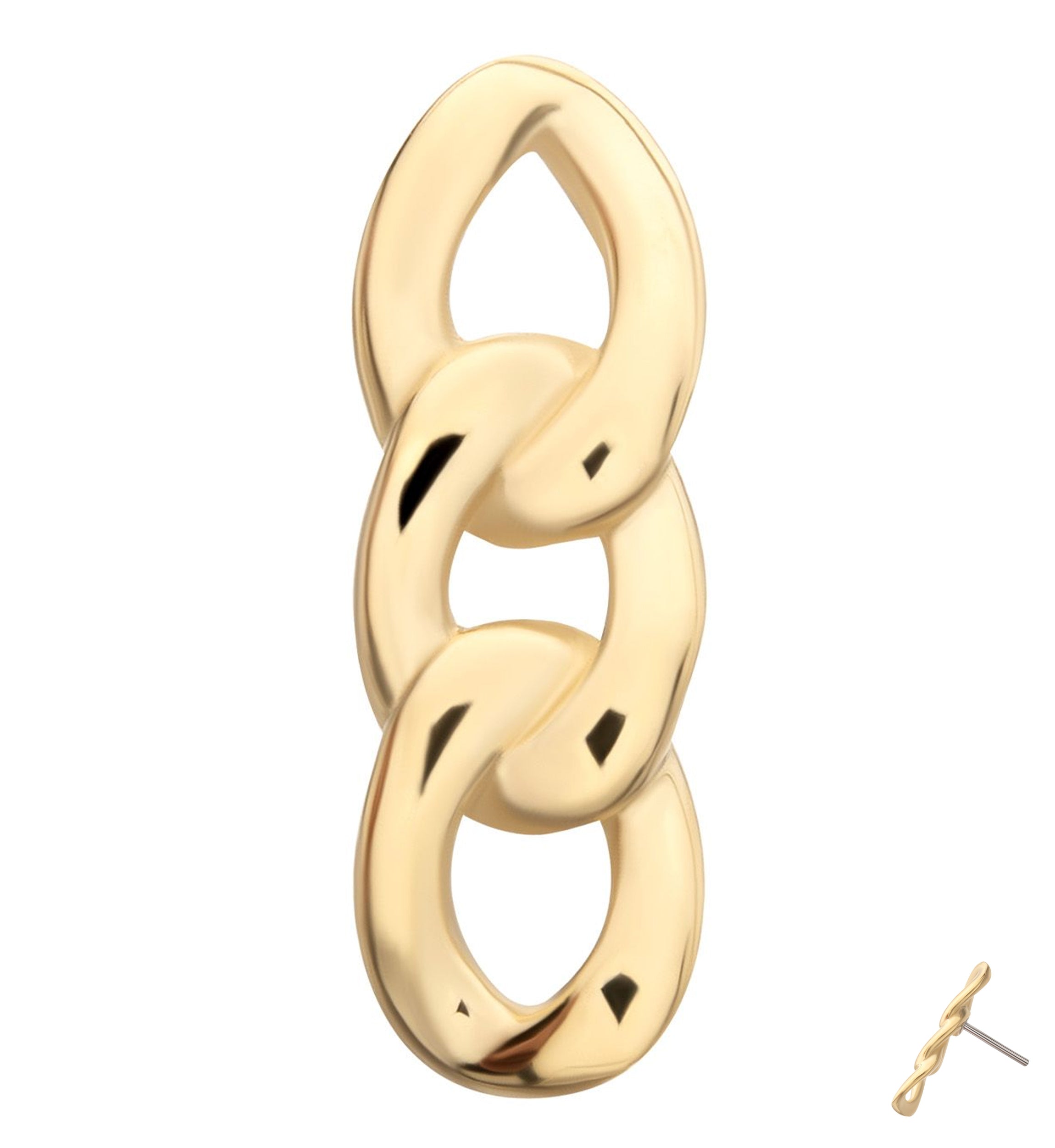 14kt Gold Triple Link Chain Threadless Top