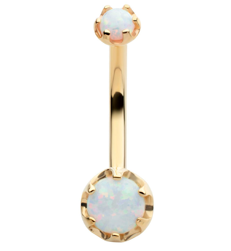 14kt Gold White Opalite Belly Button Ring