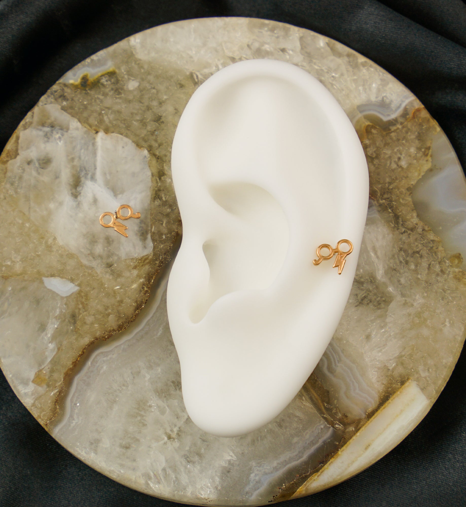 14kt Rose Gold Harry Potter's Glasses With Lightning Bolt Threadless Top