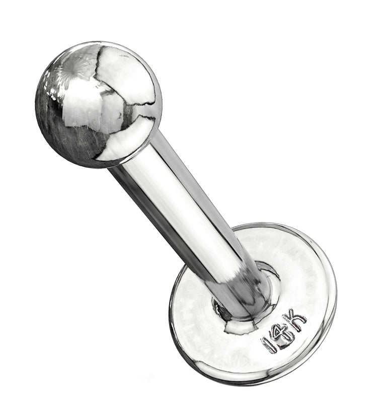 14kt White Gold Flat Back Labret Post