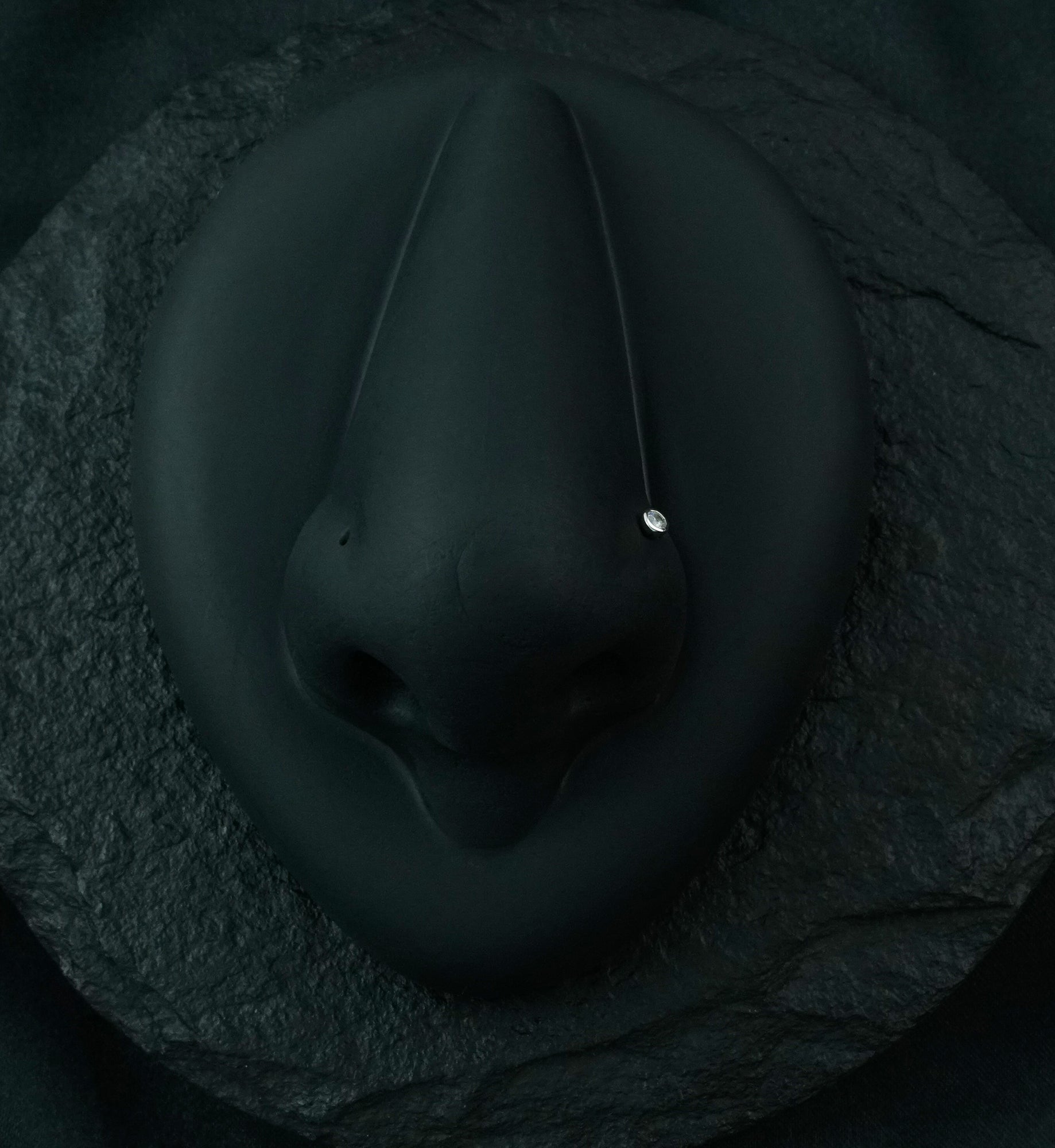 14kt White Gold Bezel Set CZ Top Nosebone