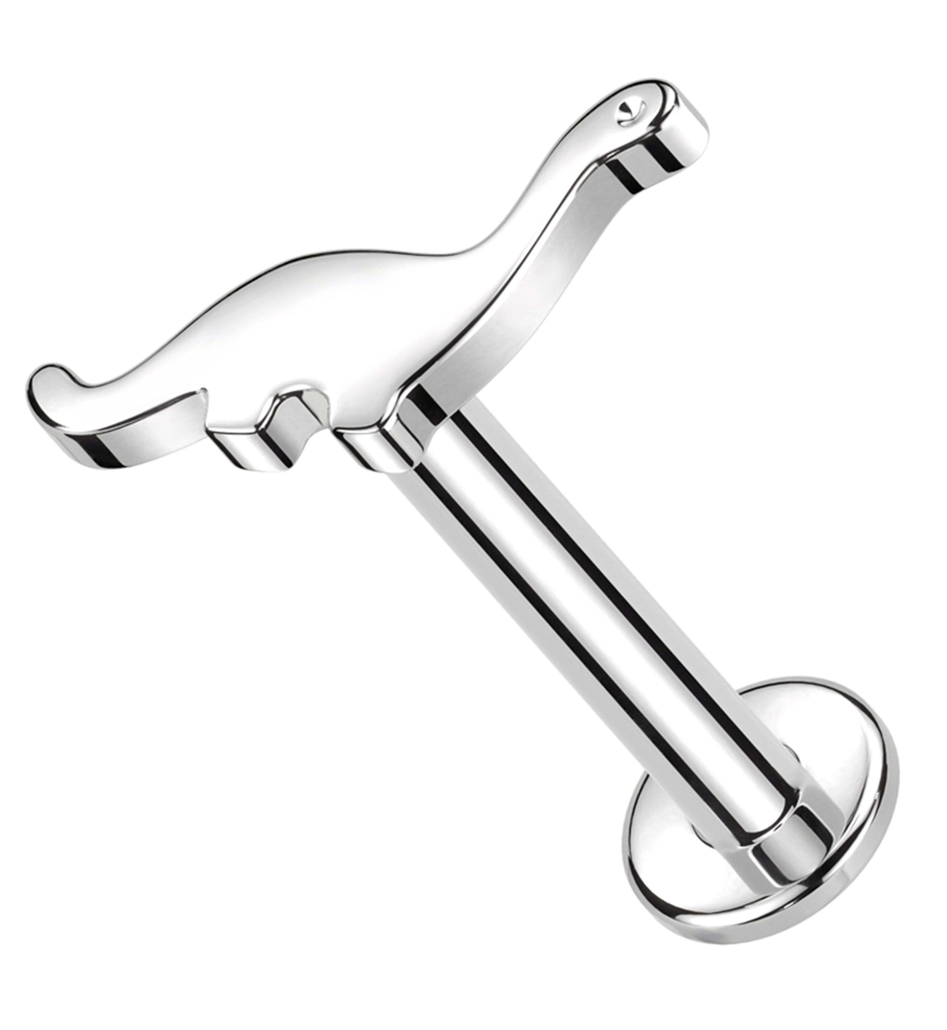 14kt White Gold Dinosaur Internally Threaded Labret