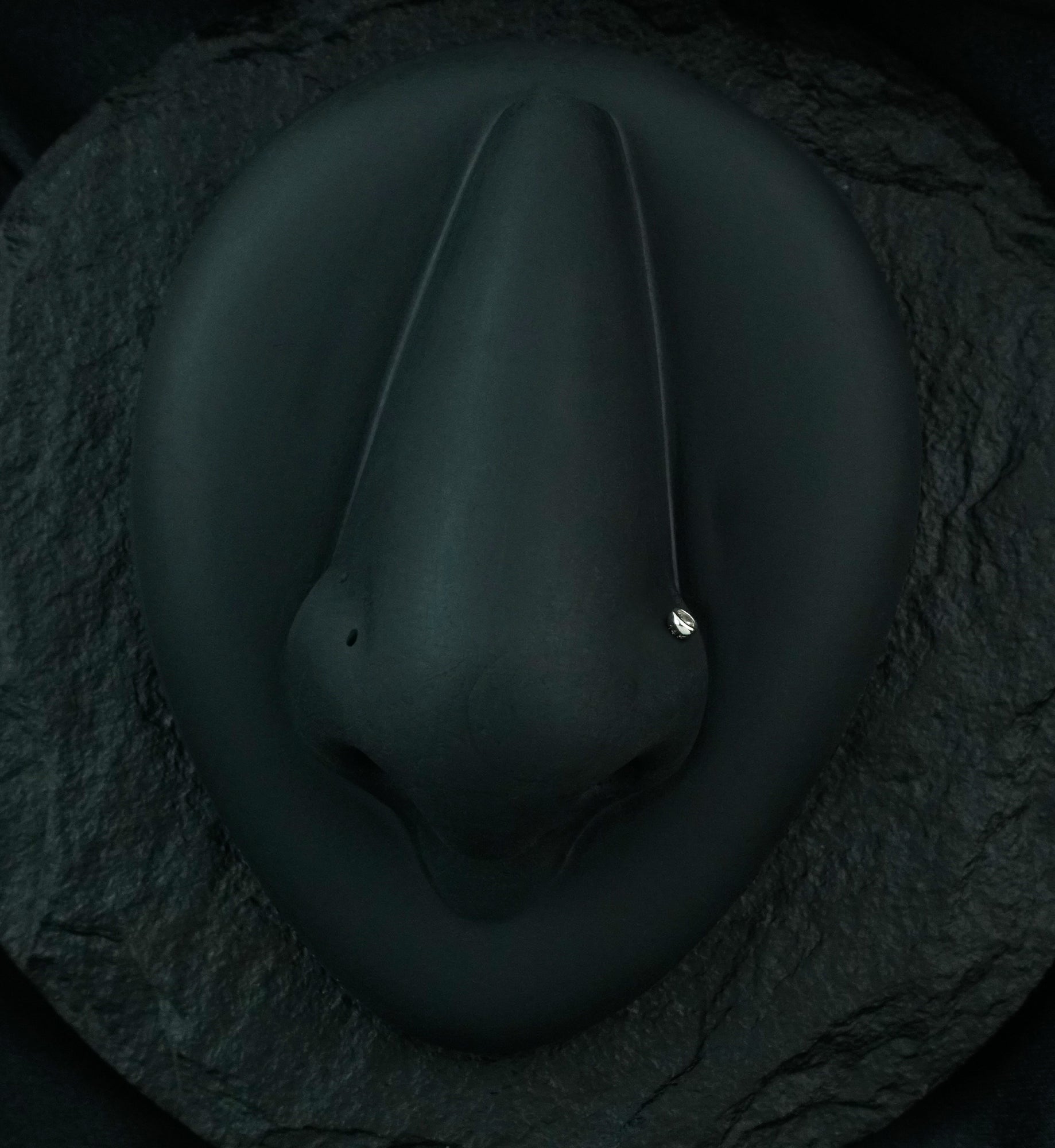 14kt White Gold L Bend CZ Bezel Nose Ring