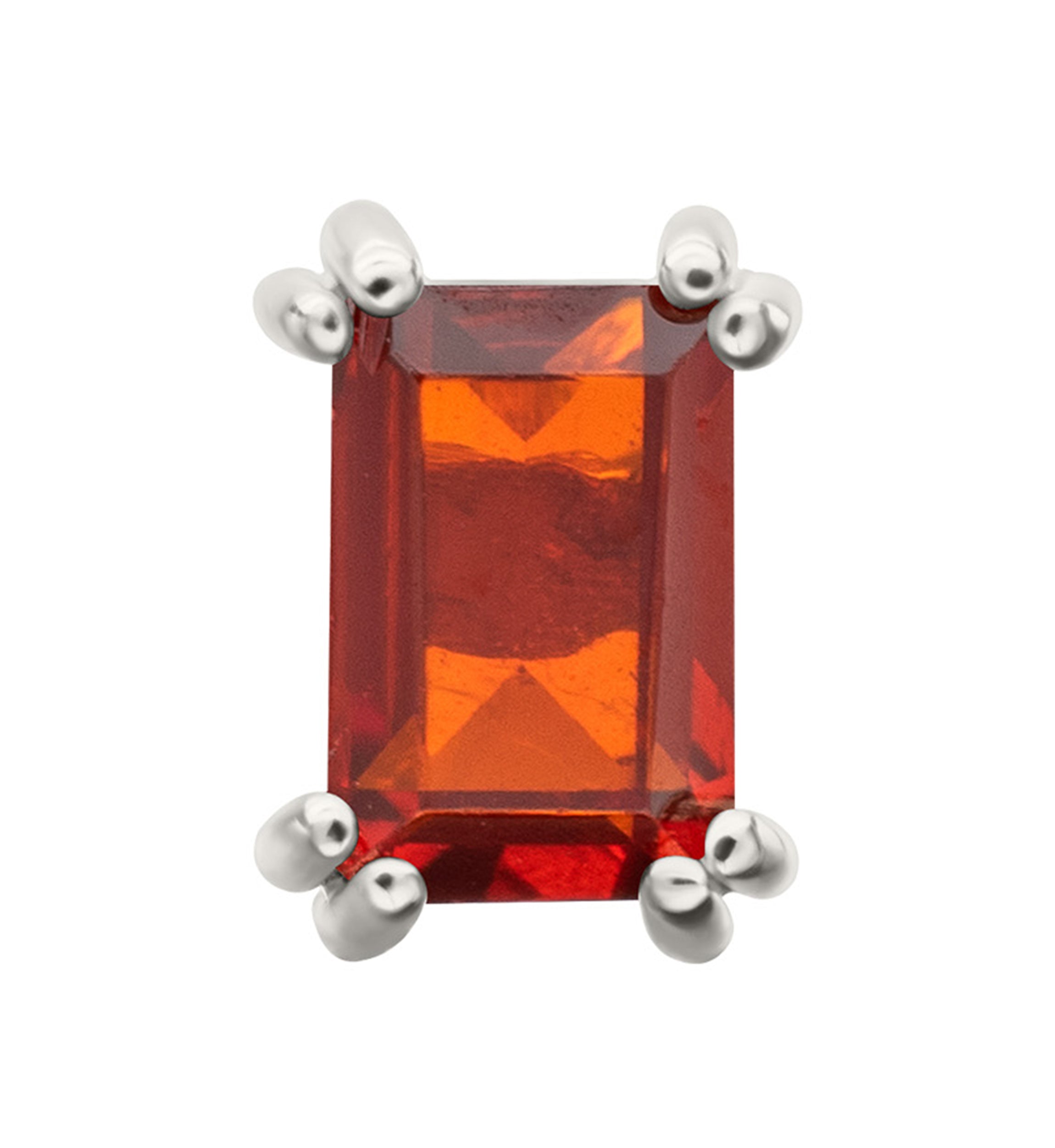 14kt White Gold Mini Rectangle Garnet CZ Threadless Top