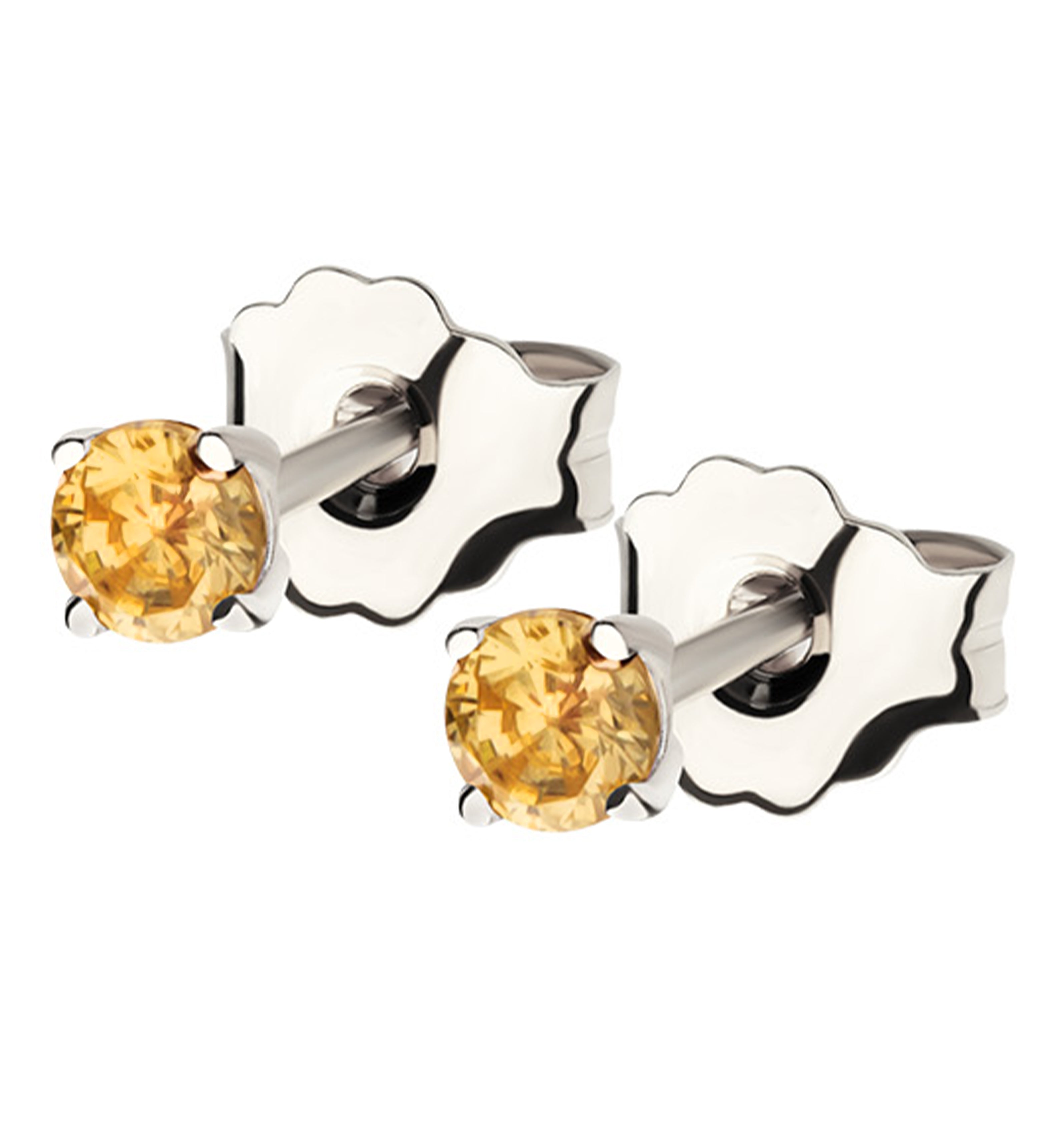 14kt White Gold November Birthstone Topaz CZ Stud Earrings