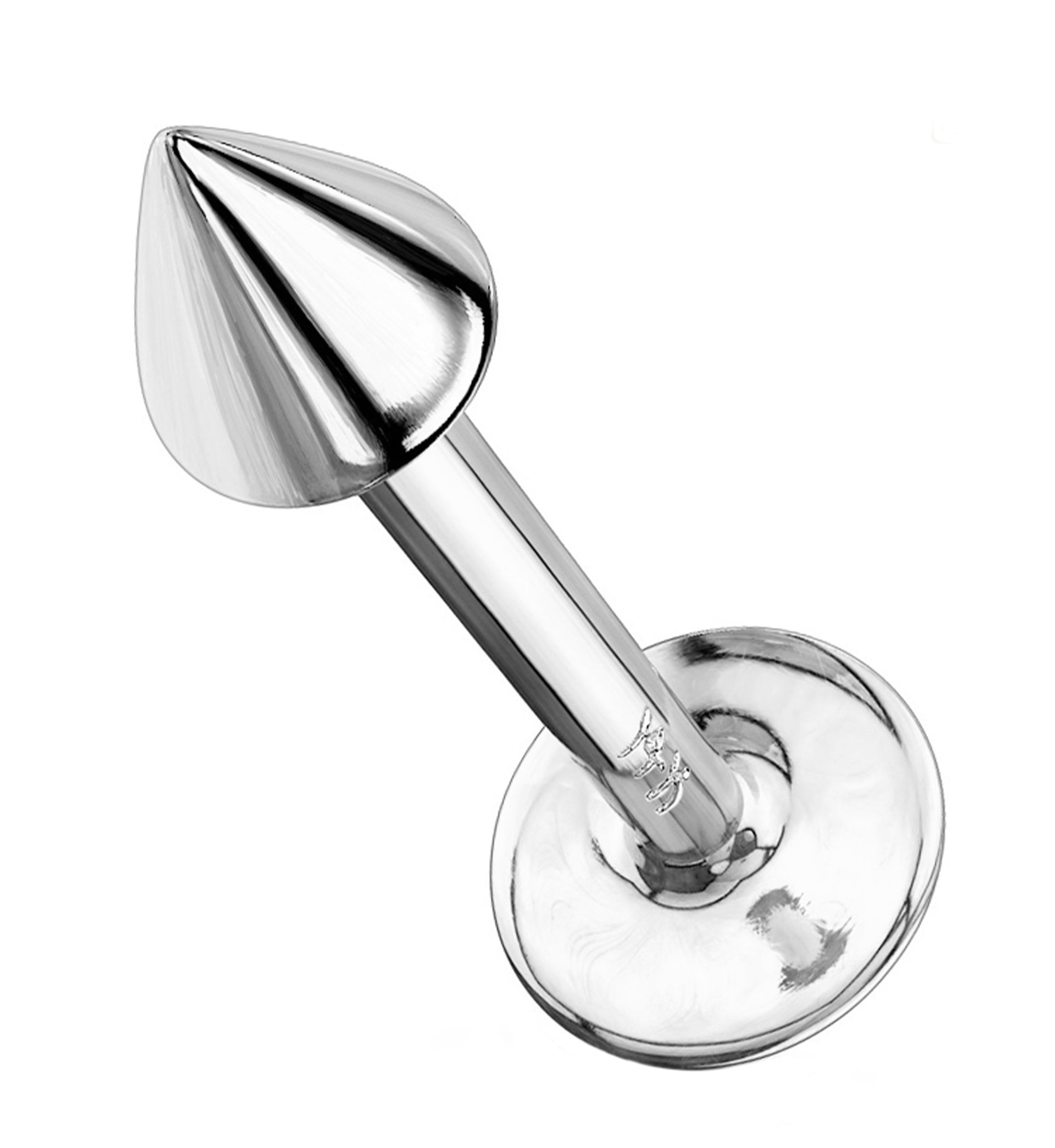 14kt White Gold Spike Flat Back Labret Post