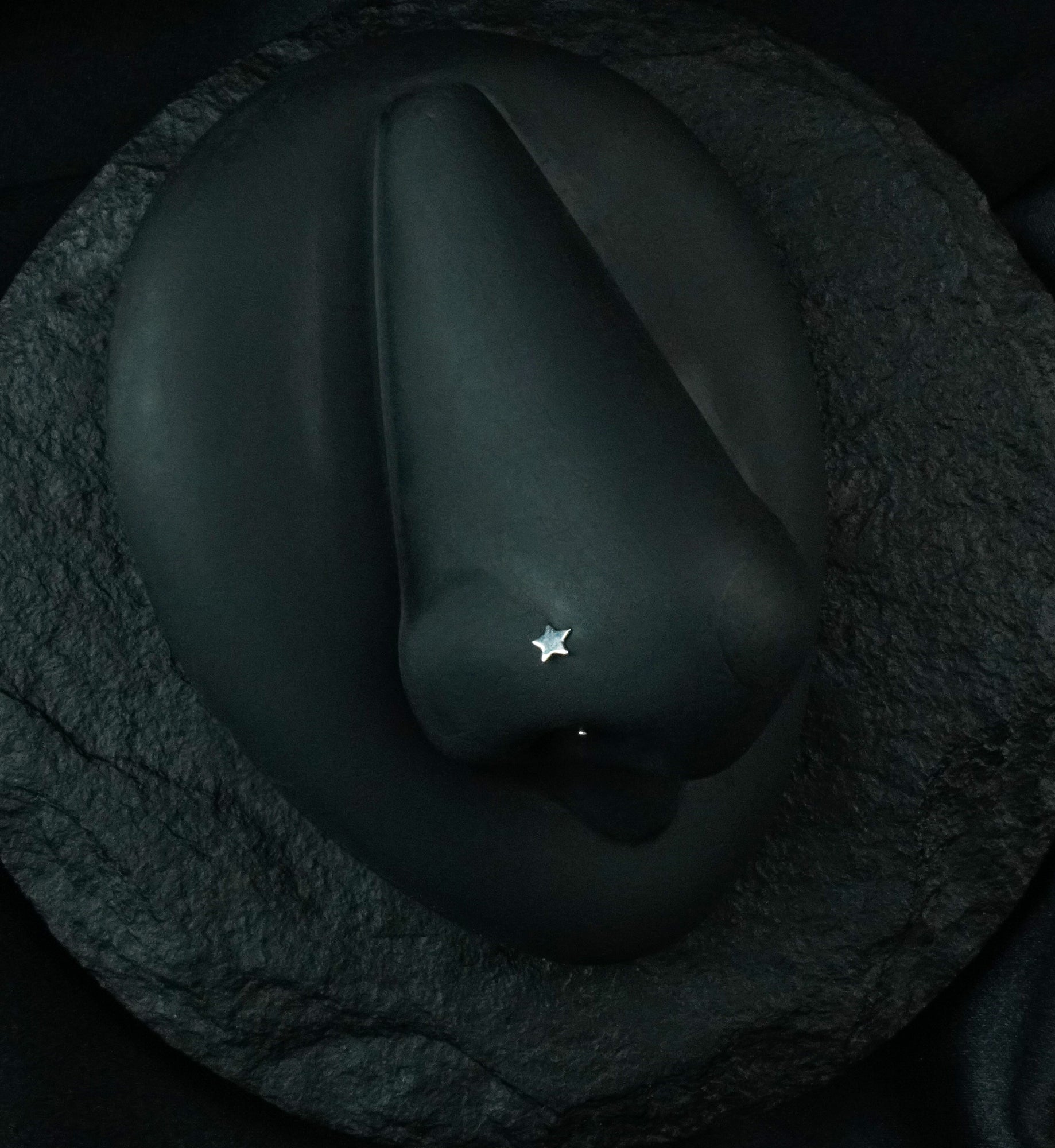 14kt White Gold Star L Shaped Nose Ring