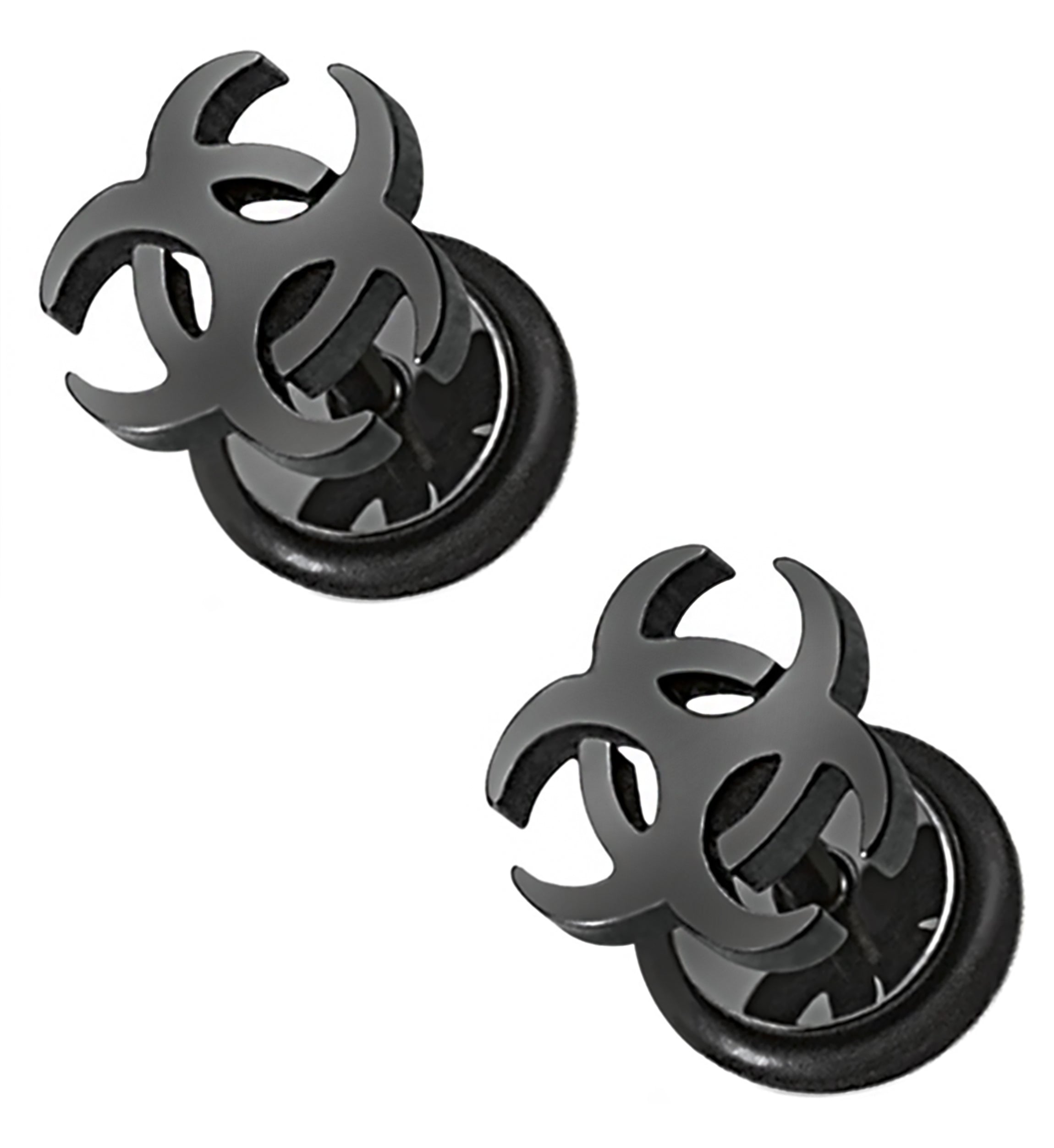 16G Black Biohazard Fake Plugs - Gauges