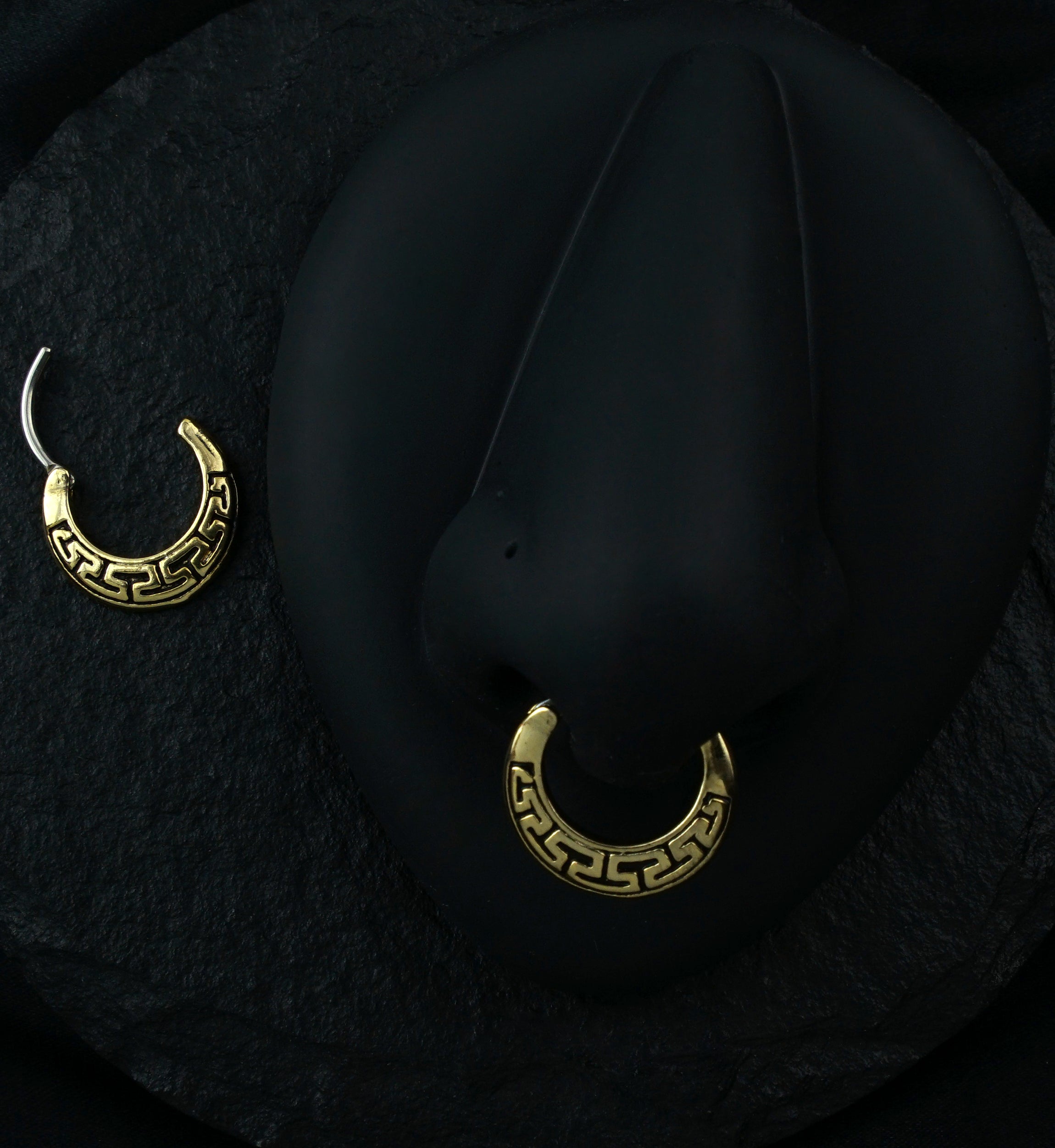 16G Gold Aztec Brass Septum Hinged Clicker