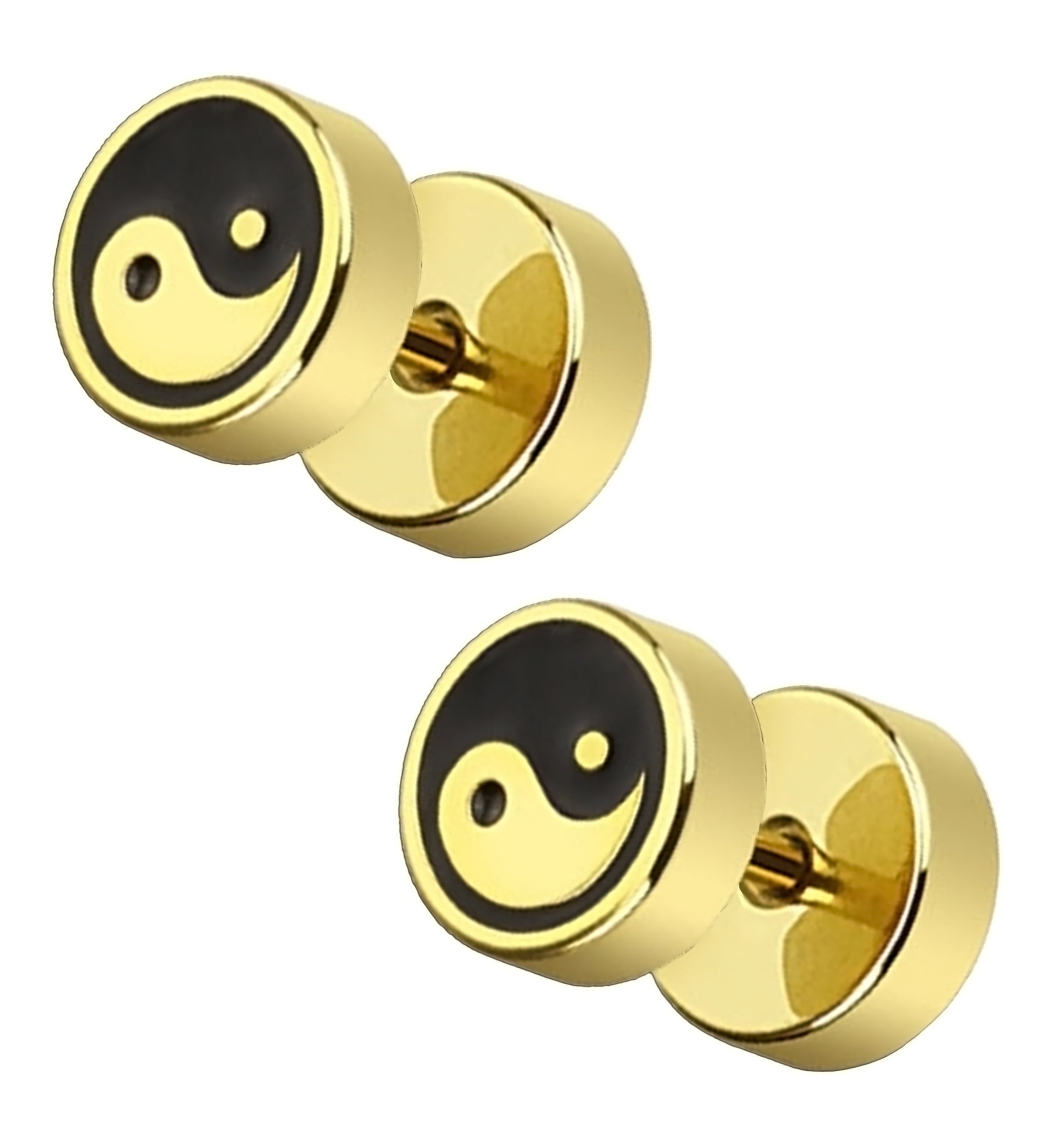 16G Gold Ying Yang Steel Fake Plugs