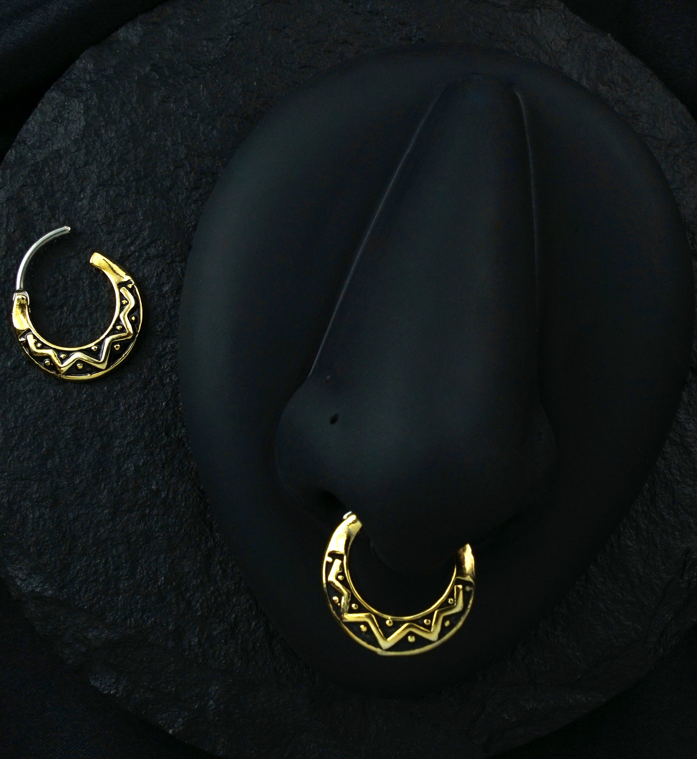 16G Golden Mayan Fan Brass Septum Clicker