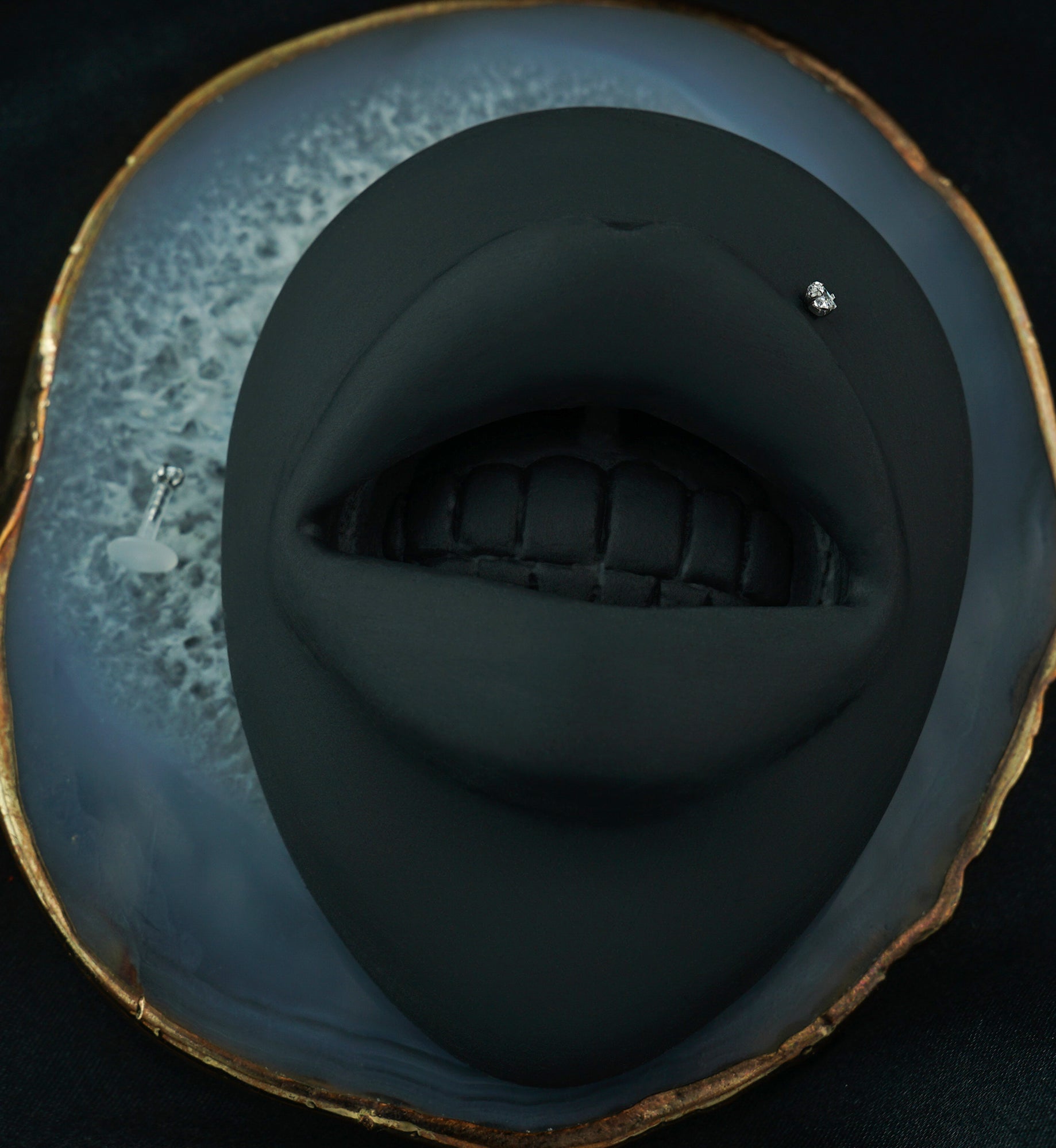 16G Square CZ Bioflex Labret Post