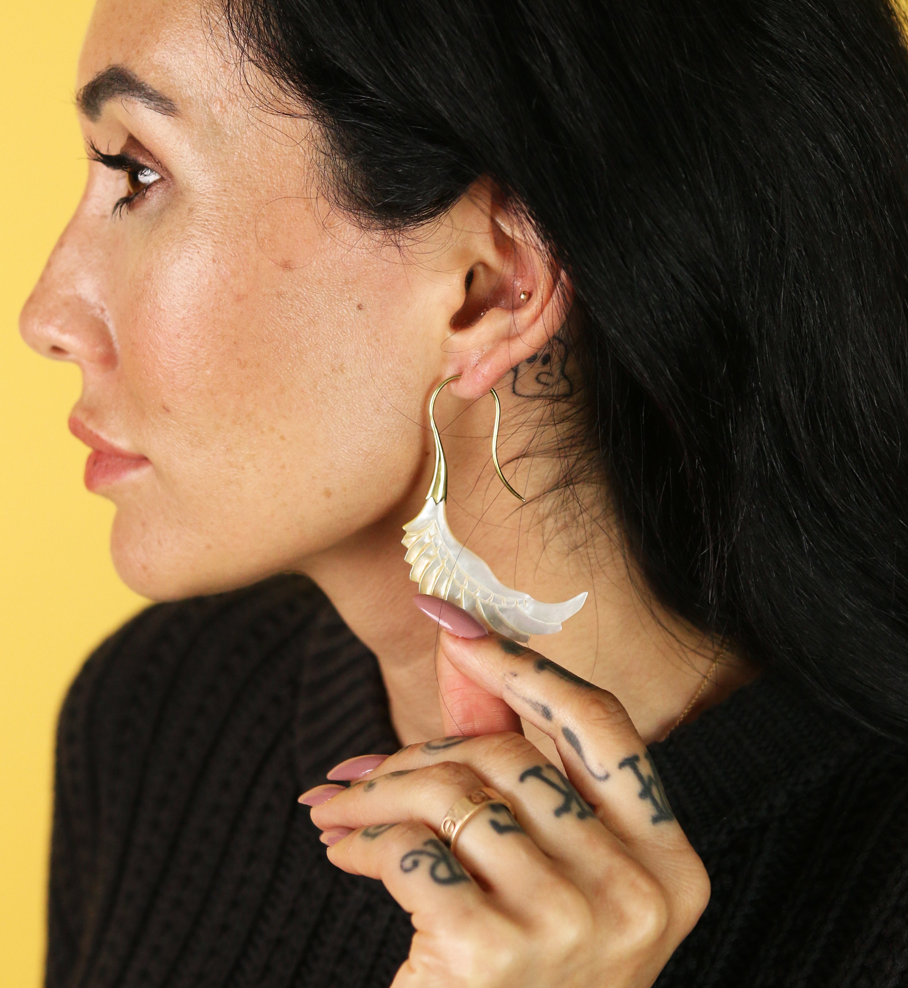 18G Pinion Brass MOP Hangers / Earrings