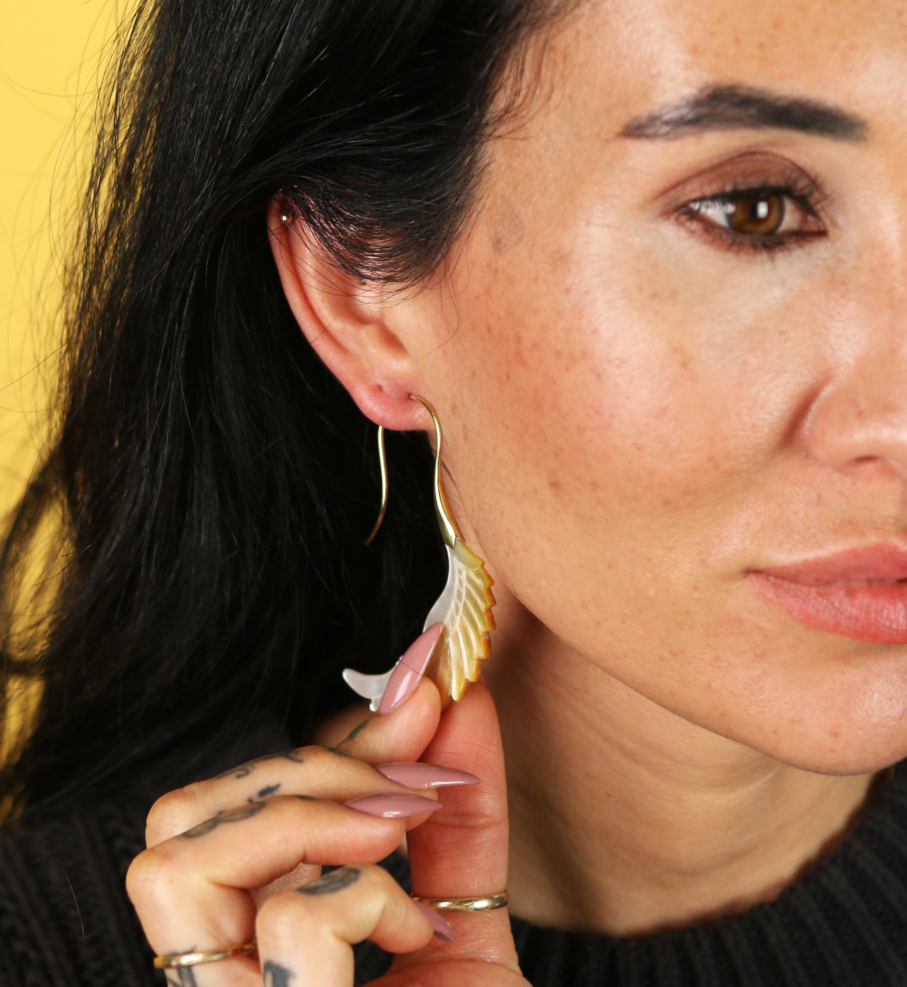 18G Pinion Brass MOP Hangers / Earrings