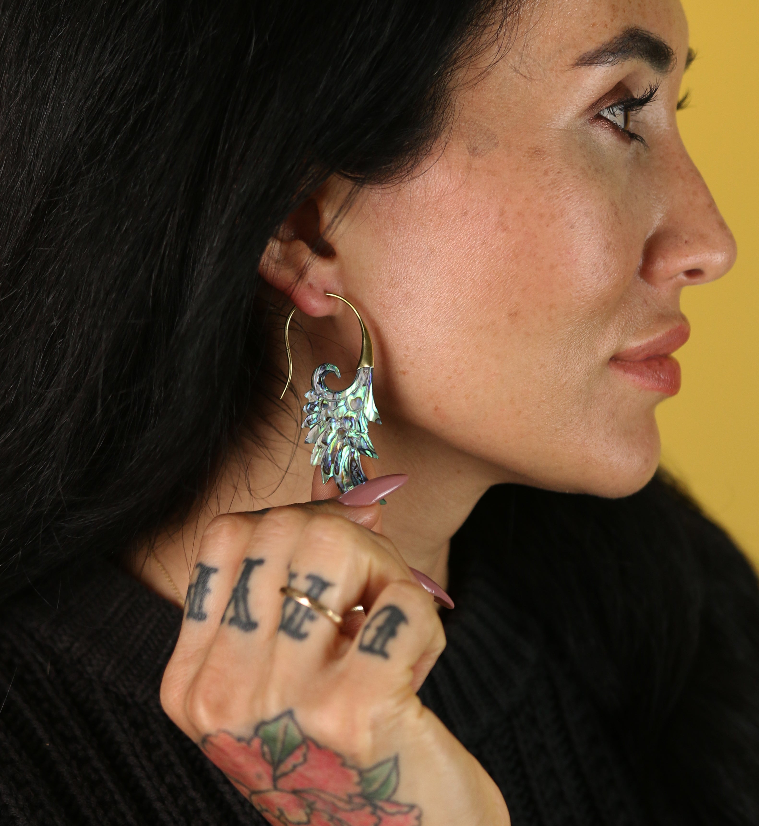 18G Wing Brass Abalone Hangers / Earrings