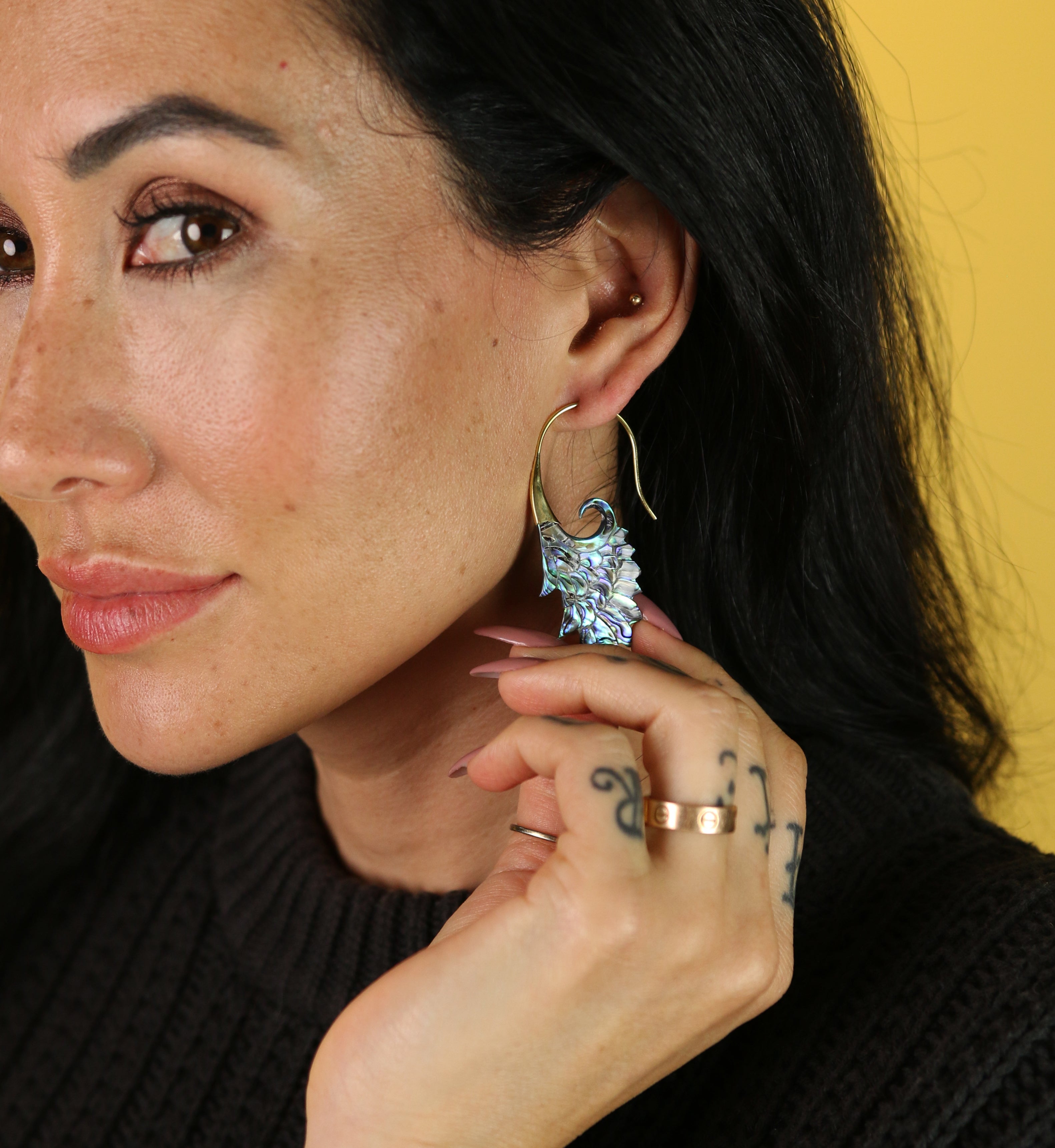 18G Wing Brass Abalone Hangers / Earrings