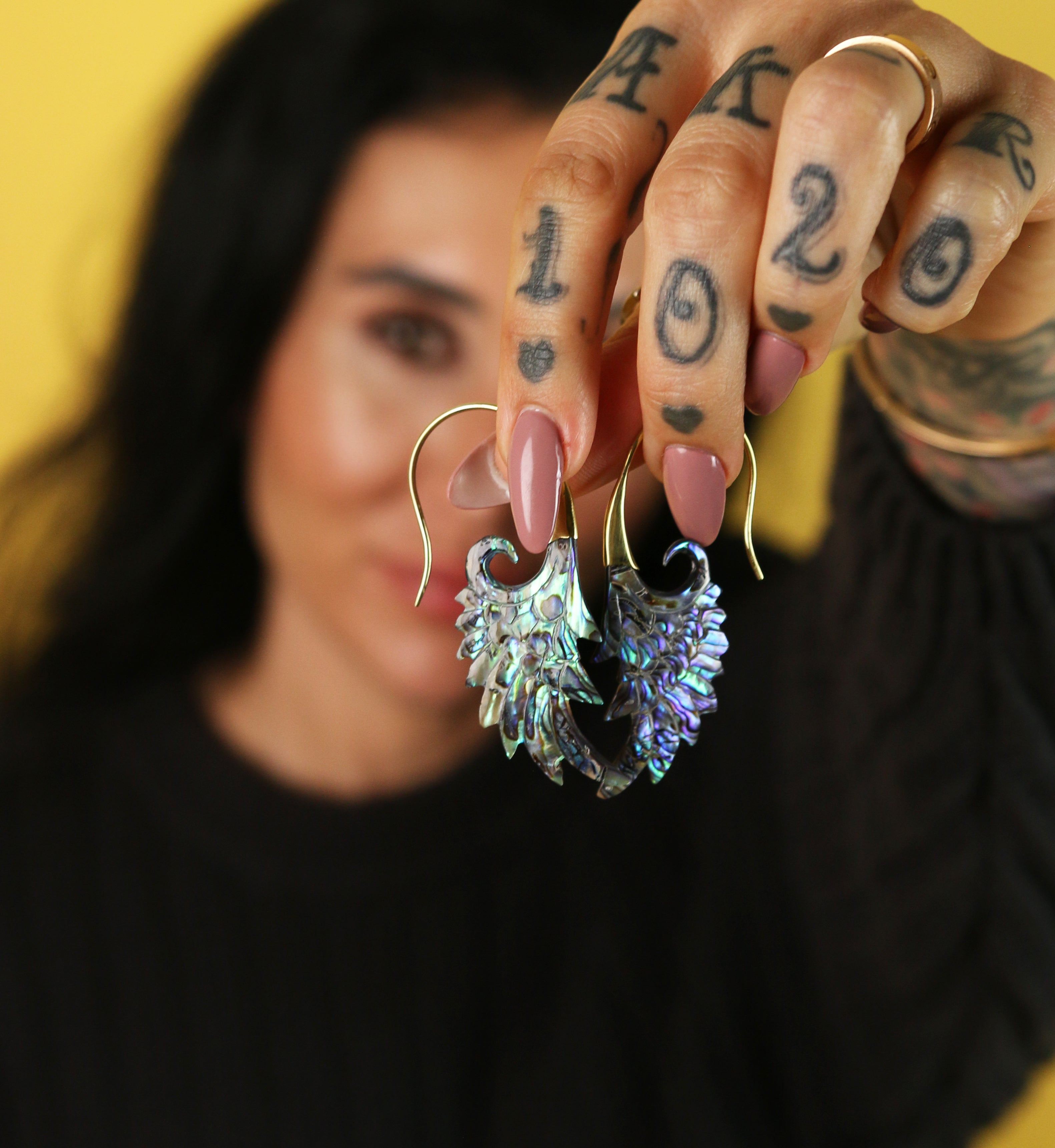 18G Wing Brass Abalone Hangers / Earrings