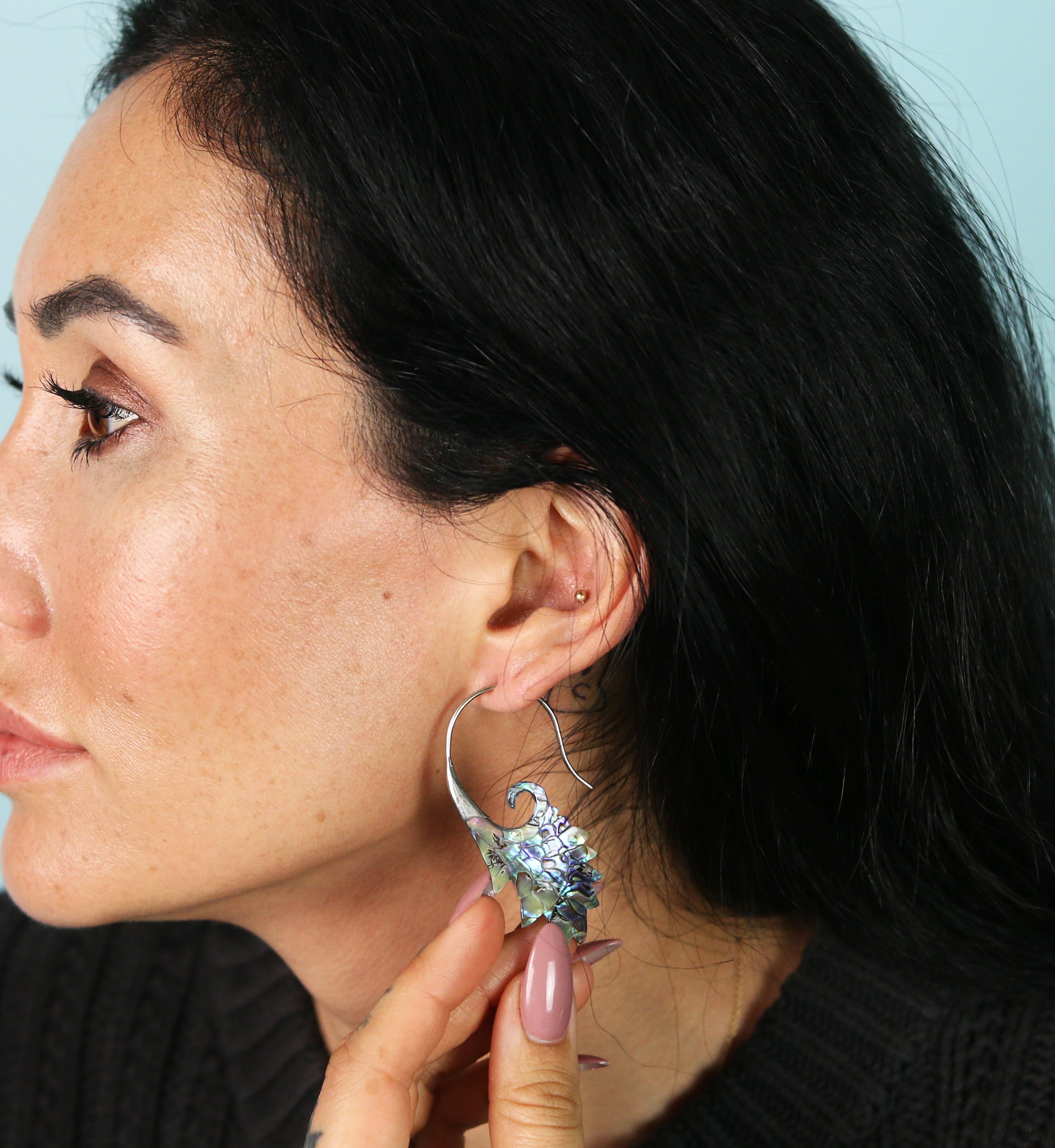 18G Wing White Brass Abalone Hangers / Earrings