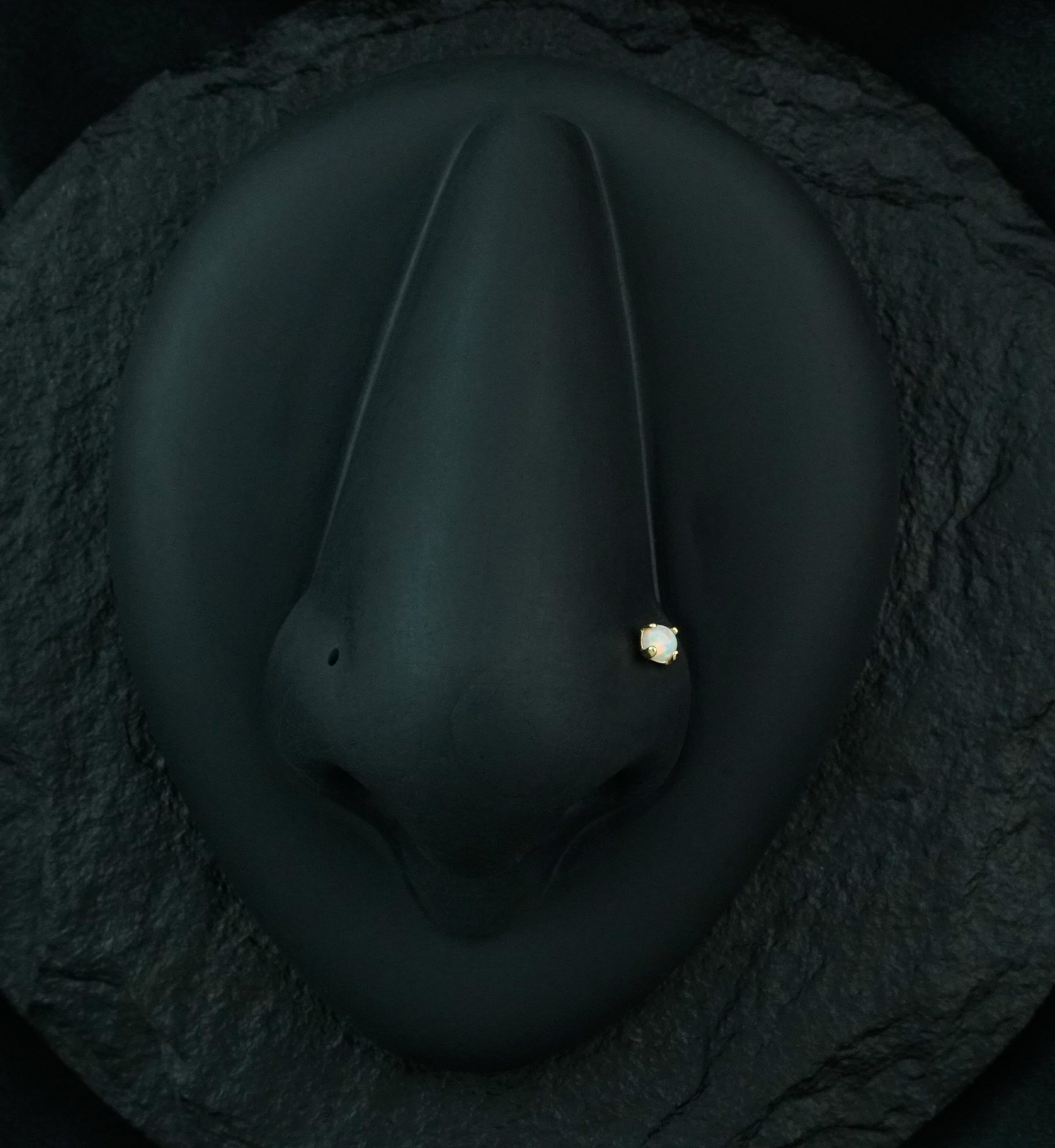 20G 14kt Gold L Bend Opalite Top Nose Ring