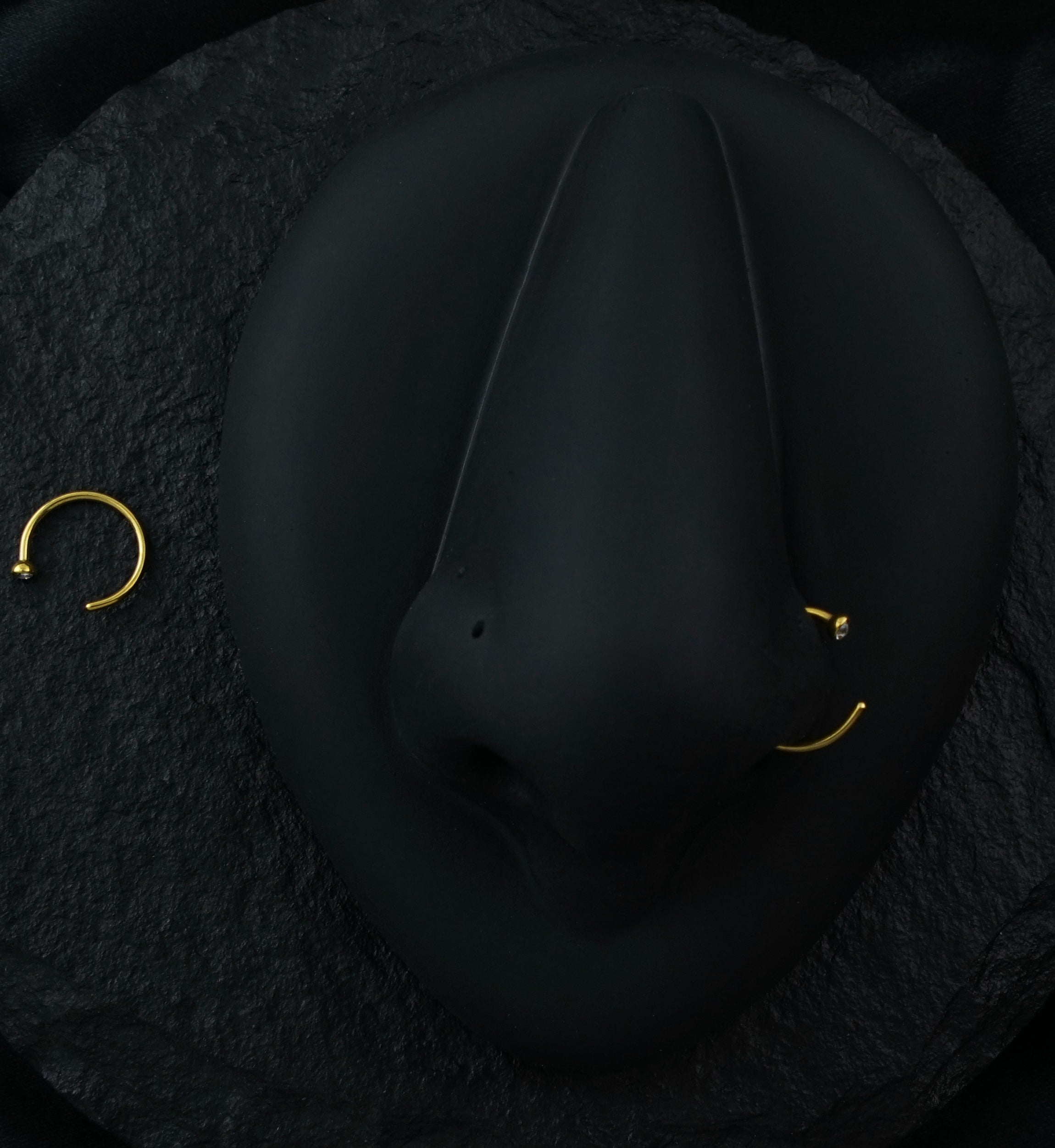 20G Clear Gem Gold PVD Stainless Steel Nose Hoop Ring