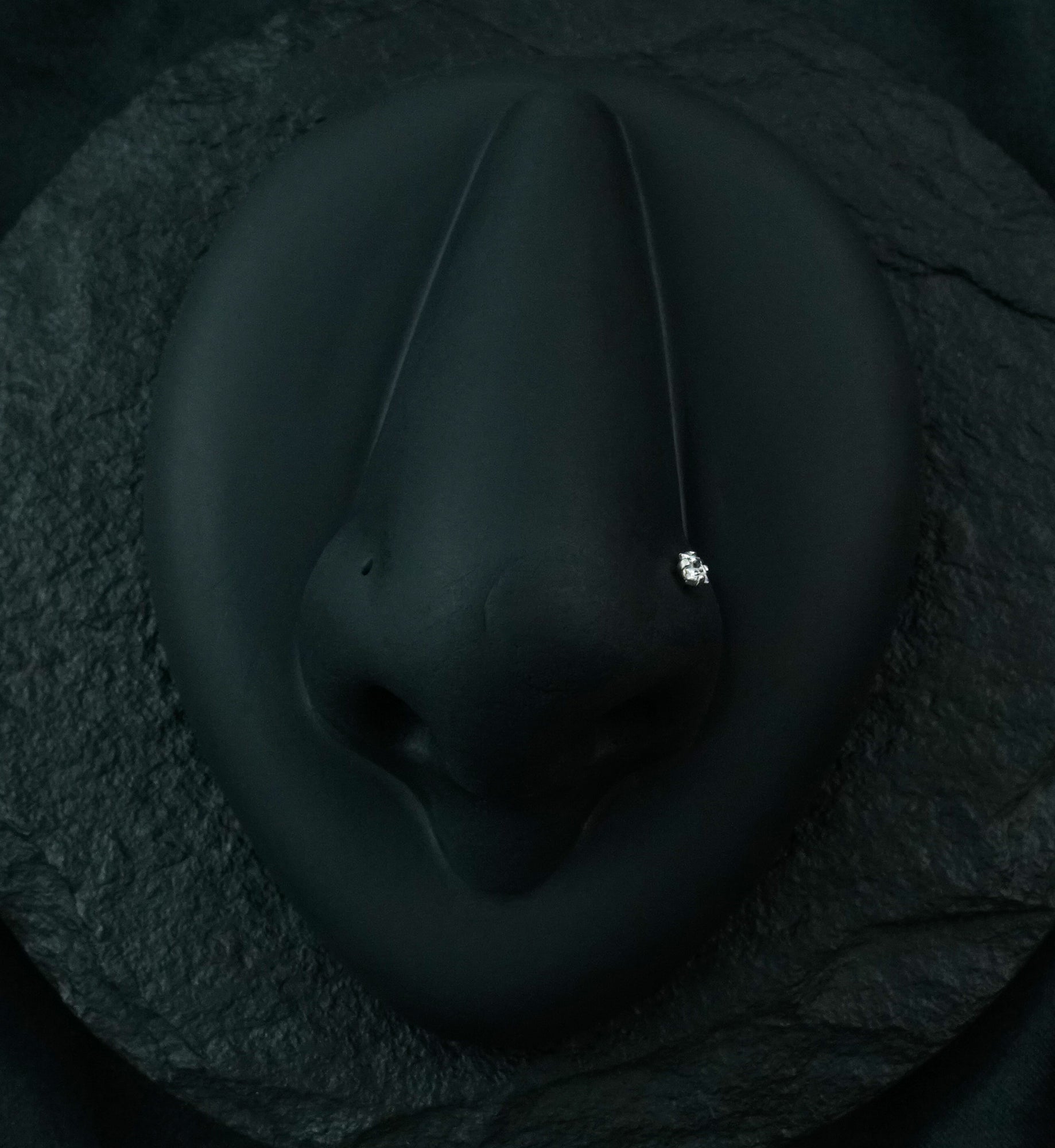 20G Clear Square CZ 14kt White Gold L Bend Nose Ring