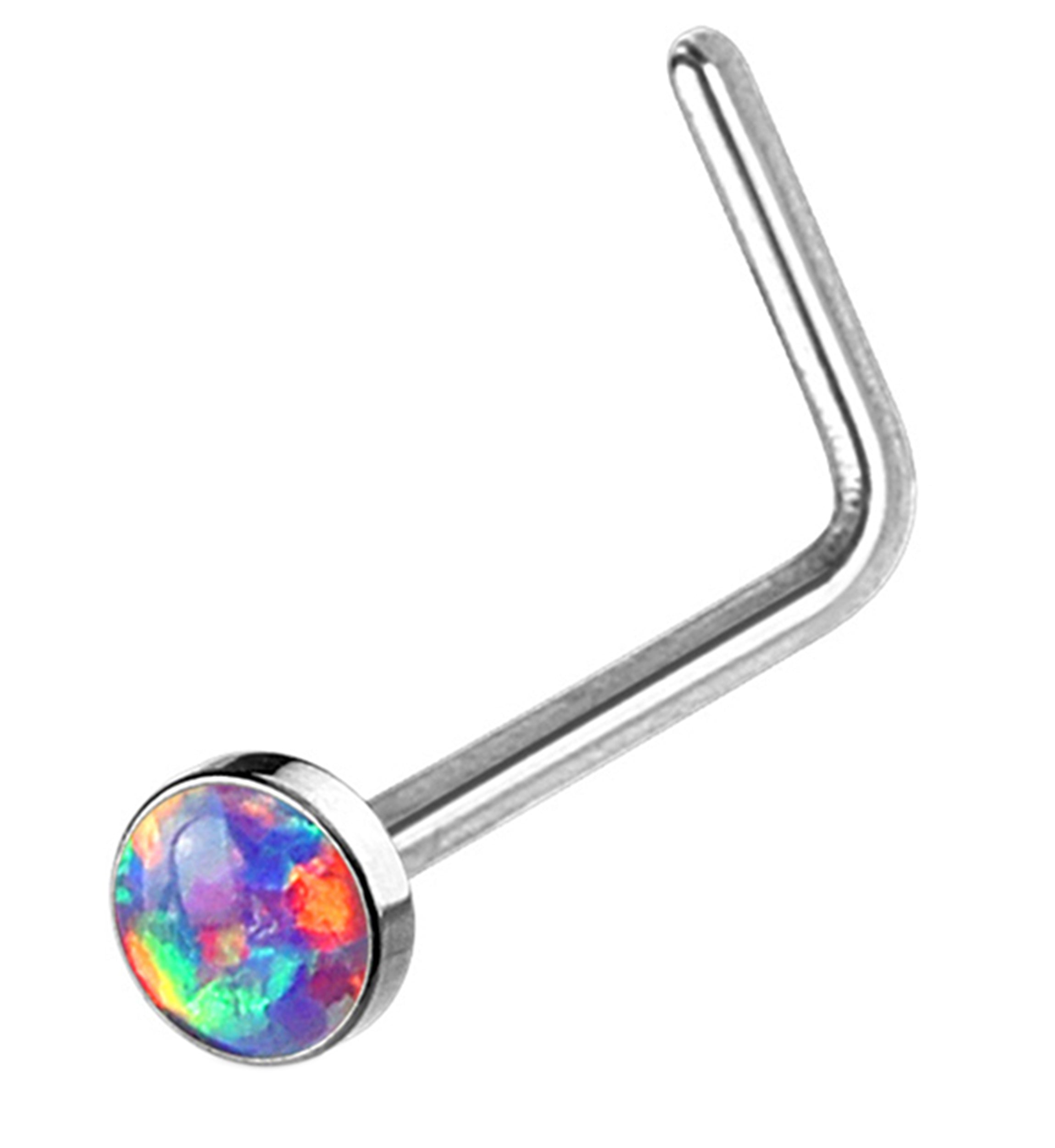 20G Purple Opalite L Bend Nose Ring