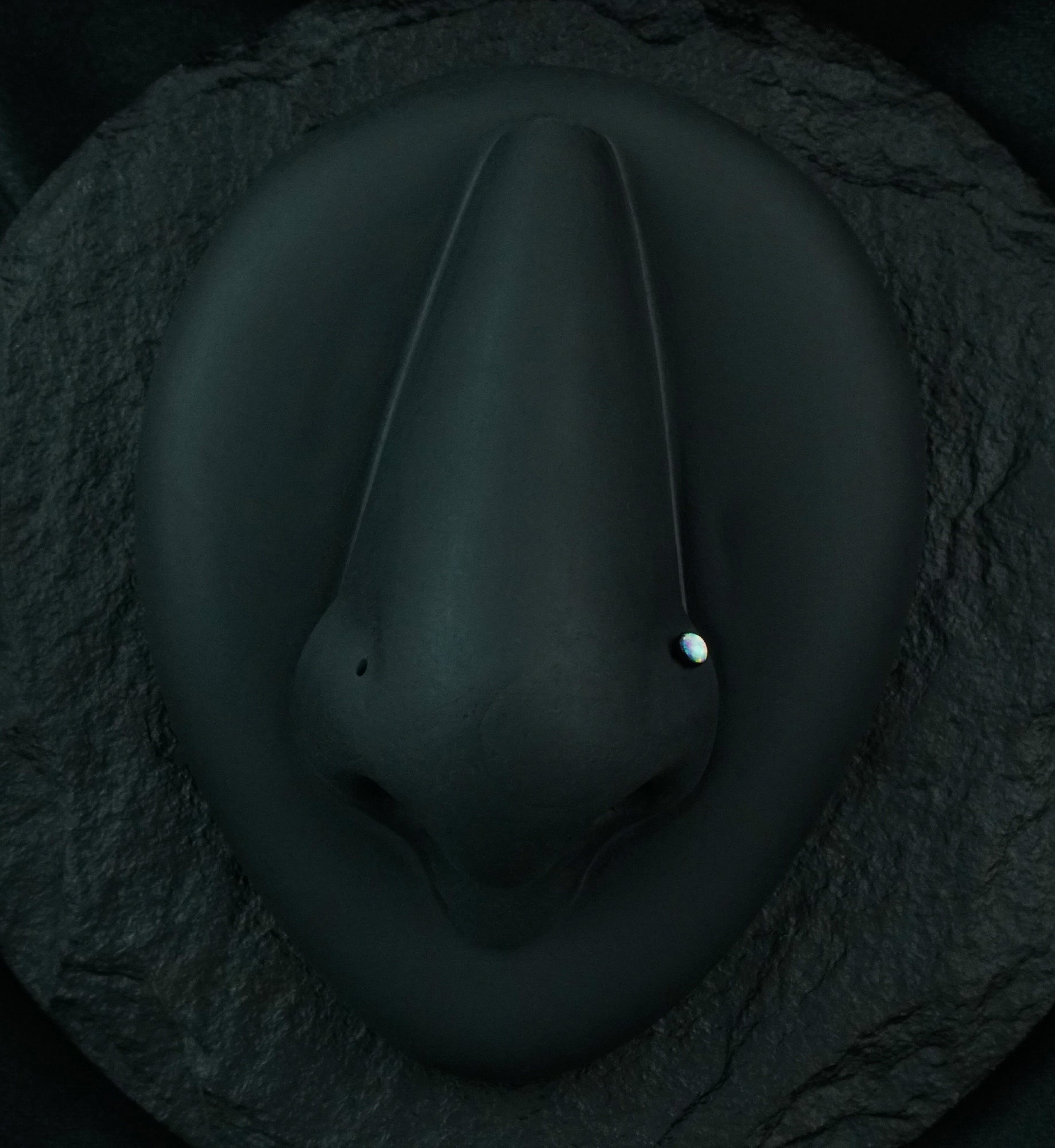 20G Black PVD White Opalite Nosebone Stud