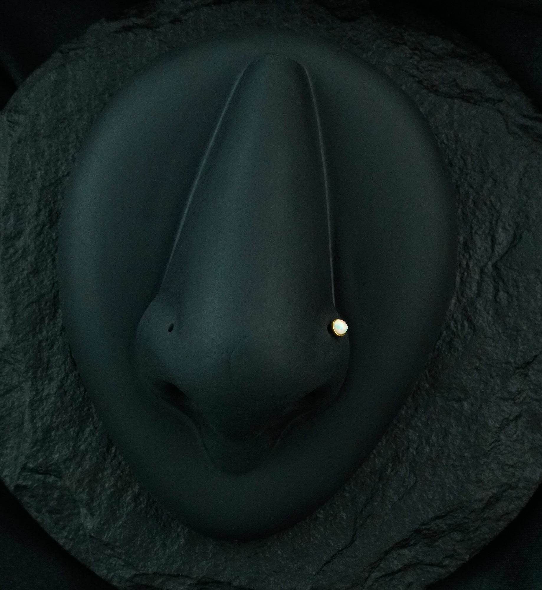 20G PVD Gold White Opalite L Bend Nose Ring