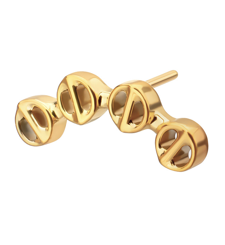 24kt Gold PVD Barred Ring Chain Titanium Threadless Top