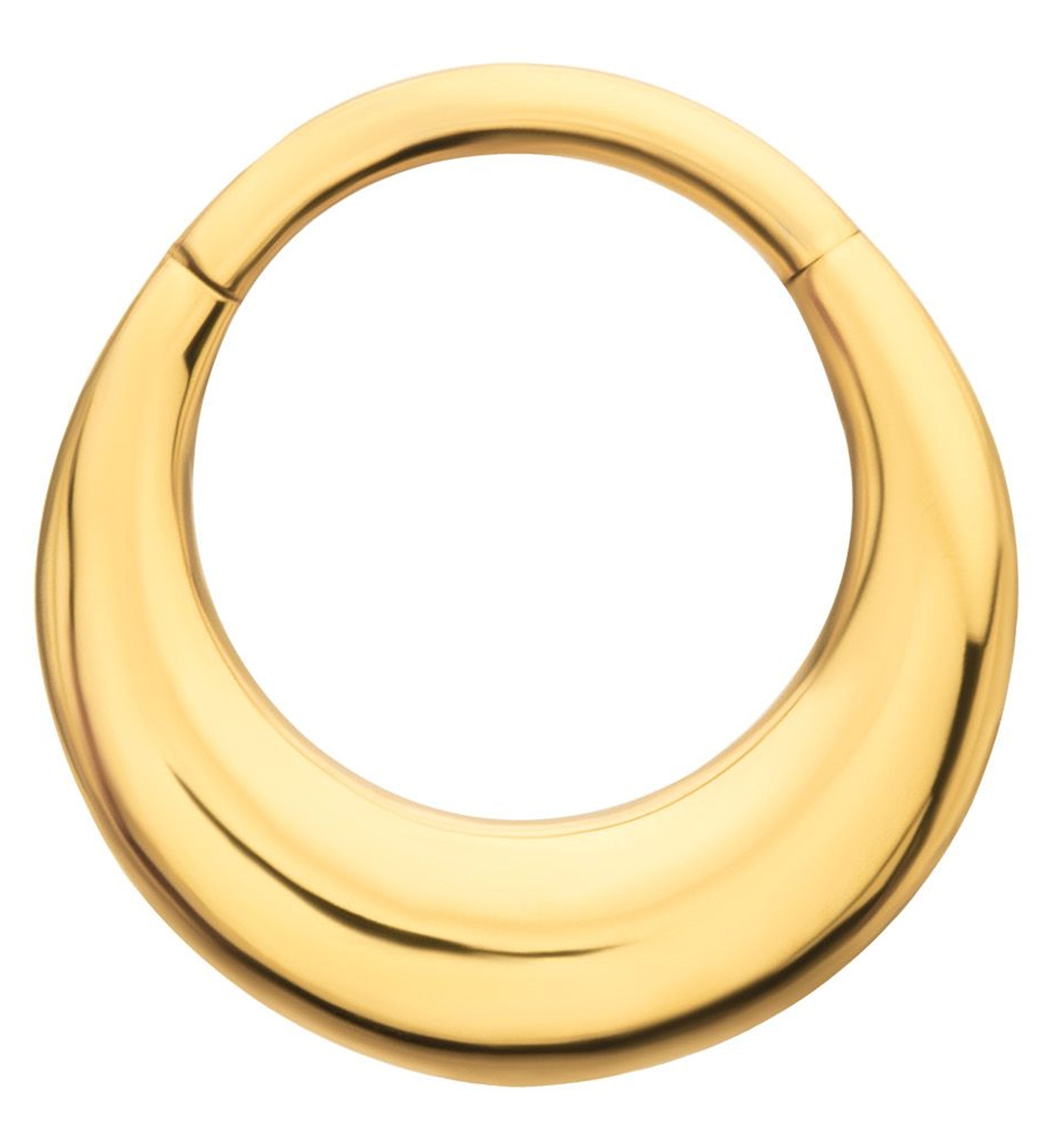 24kt Gold PVD Broad Dome Titanium Hinged Segment Ring