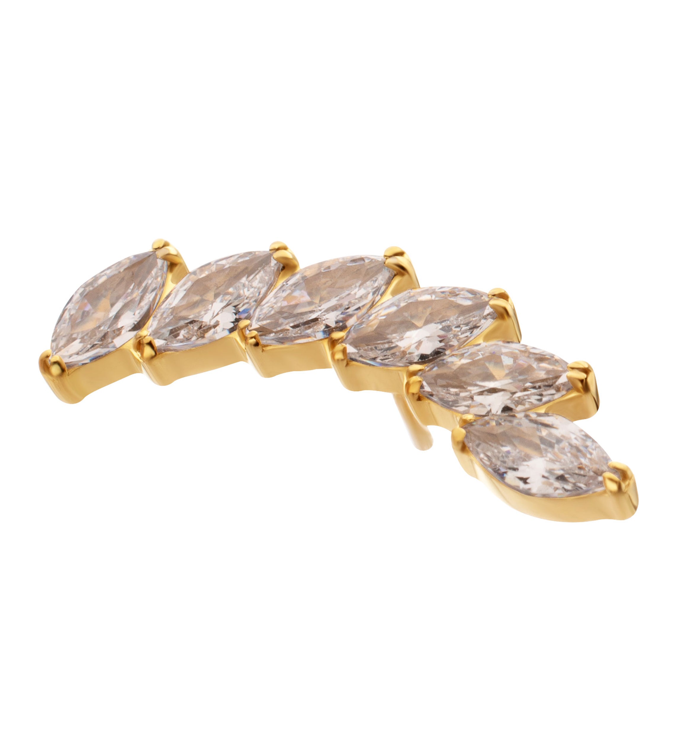 24kt Gold PVD Cascade Clear CZ Titanium Threadless Top