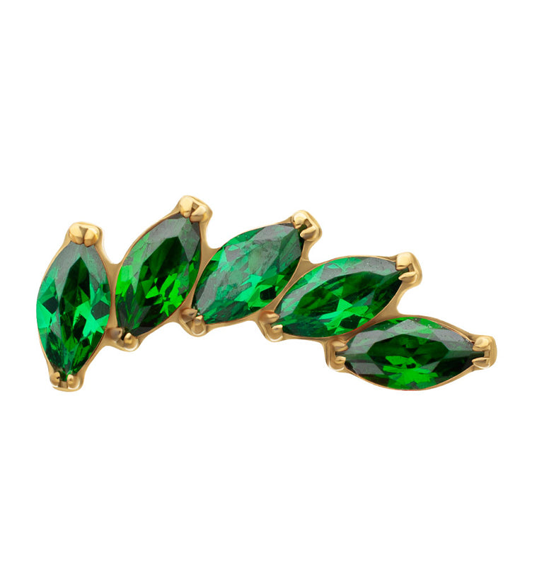 24kt Gold PVD Cascade Emerald CZ Titanium Threadless Top