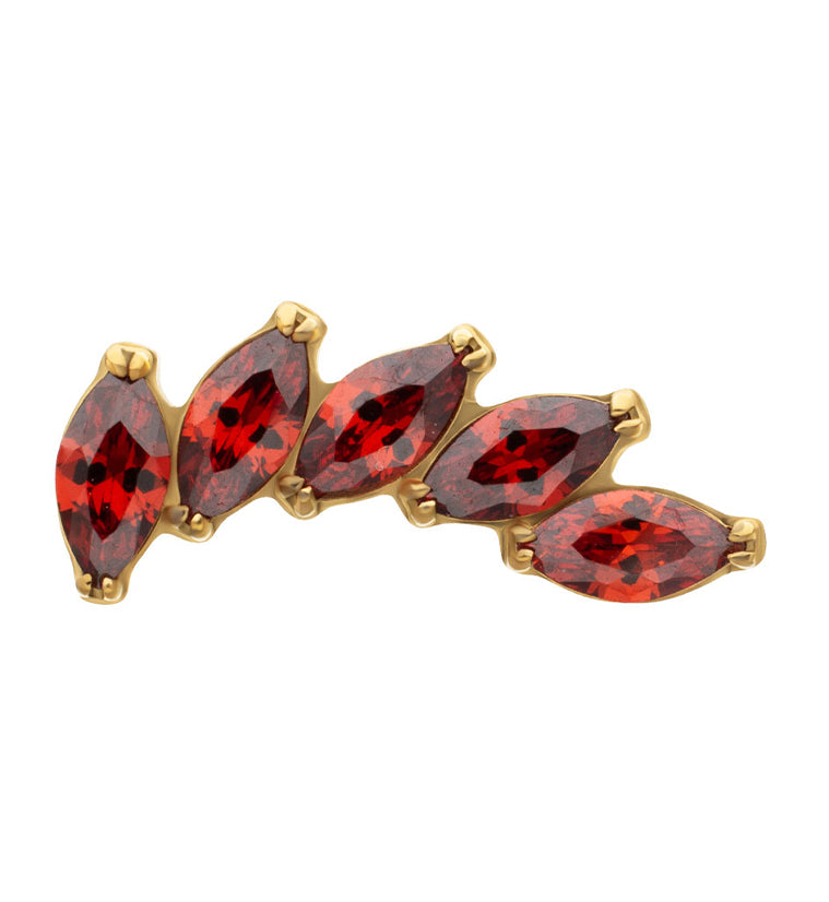 24kt Gold PVD Cascade Garnet CZ Titanium Threadless Top