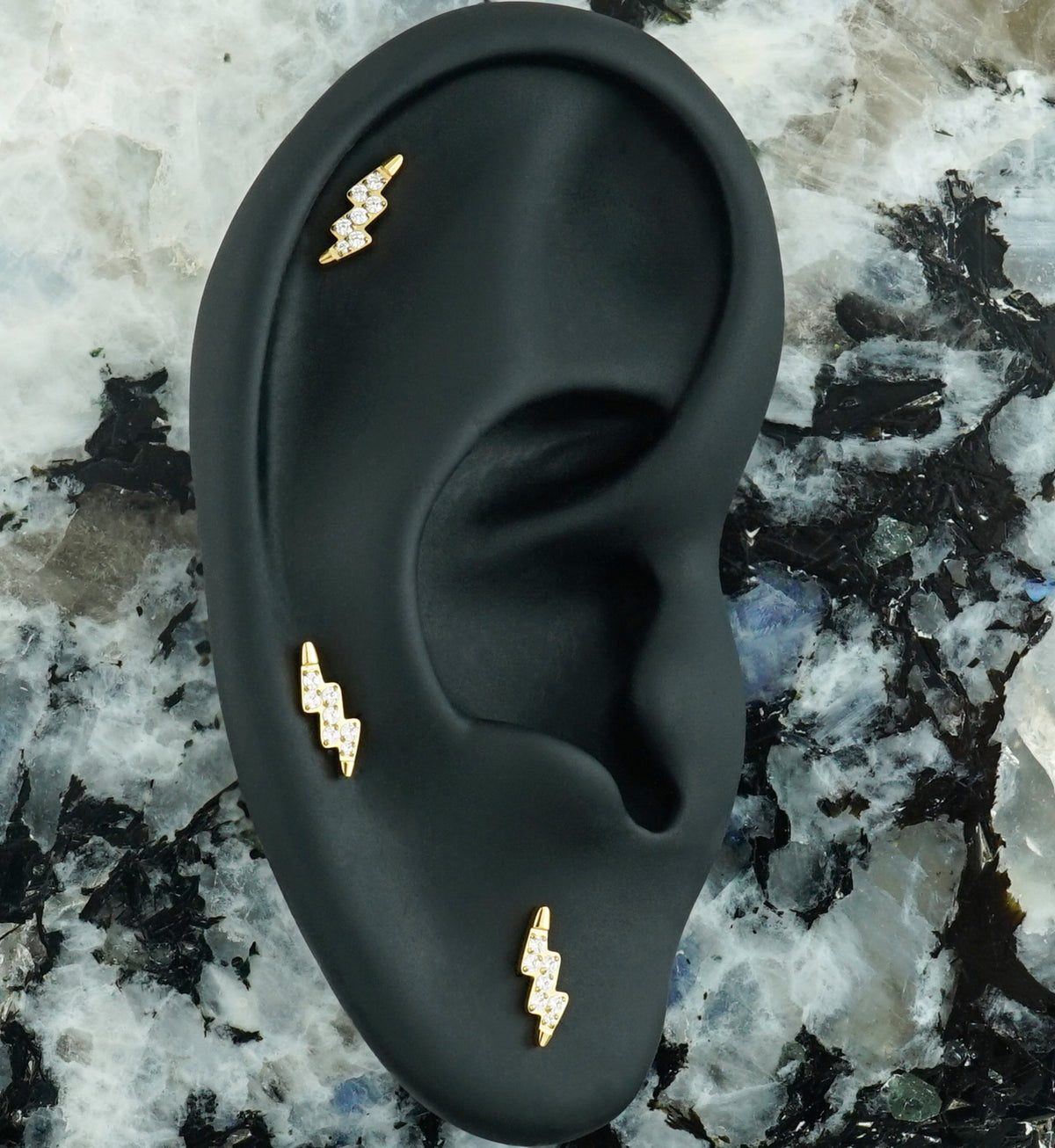 24kt Gold PVD Charged Up CZ Titanium Threadless Top