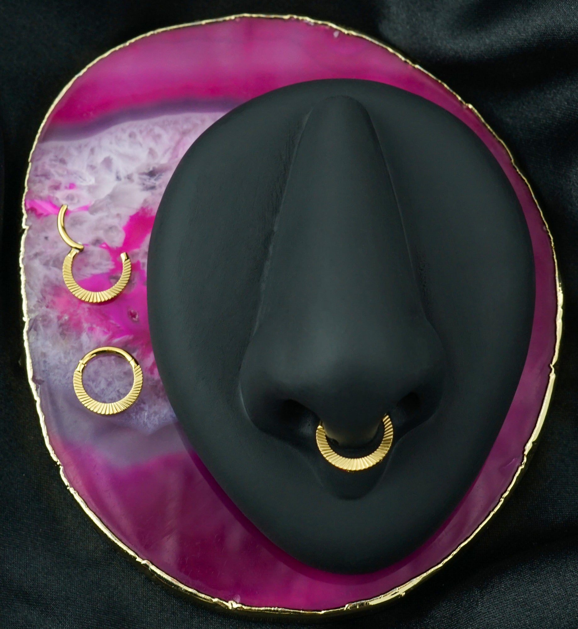 24kt Gold PVD Corrugated Hoop Titanium Hinged Segment Ring