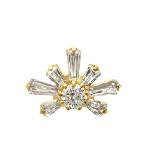 24kt Gold PVD Daybreak CZ Titanium Threadless Top