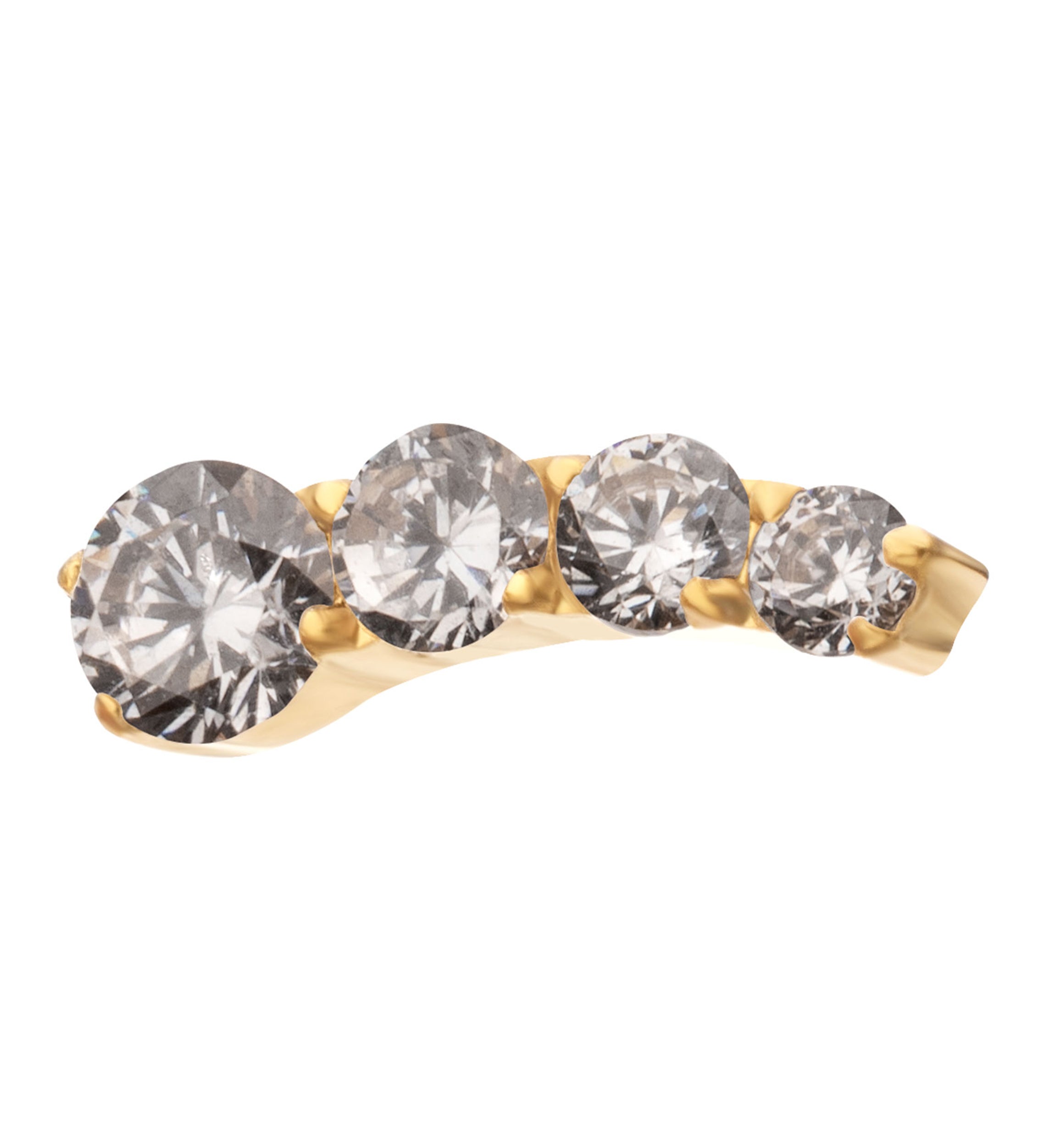 24kt Gold PVD Descend Clear CZ Titanium Internally Threaded Top (Left Ear)