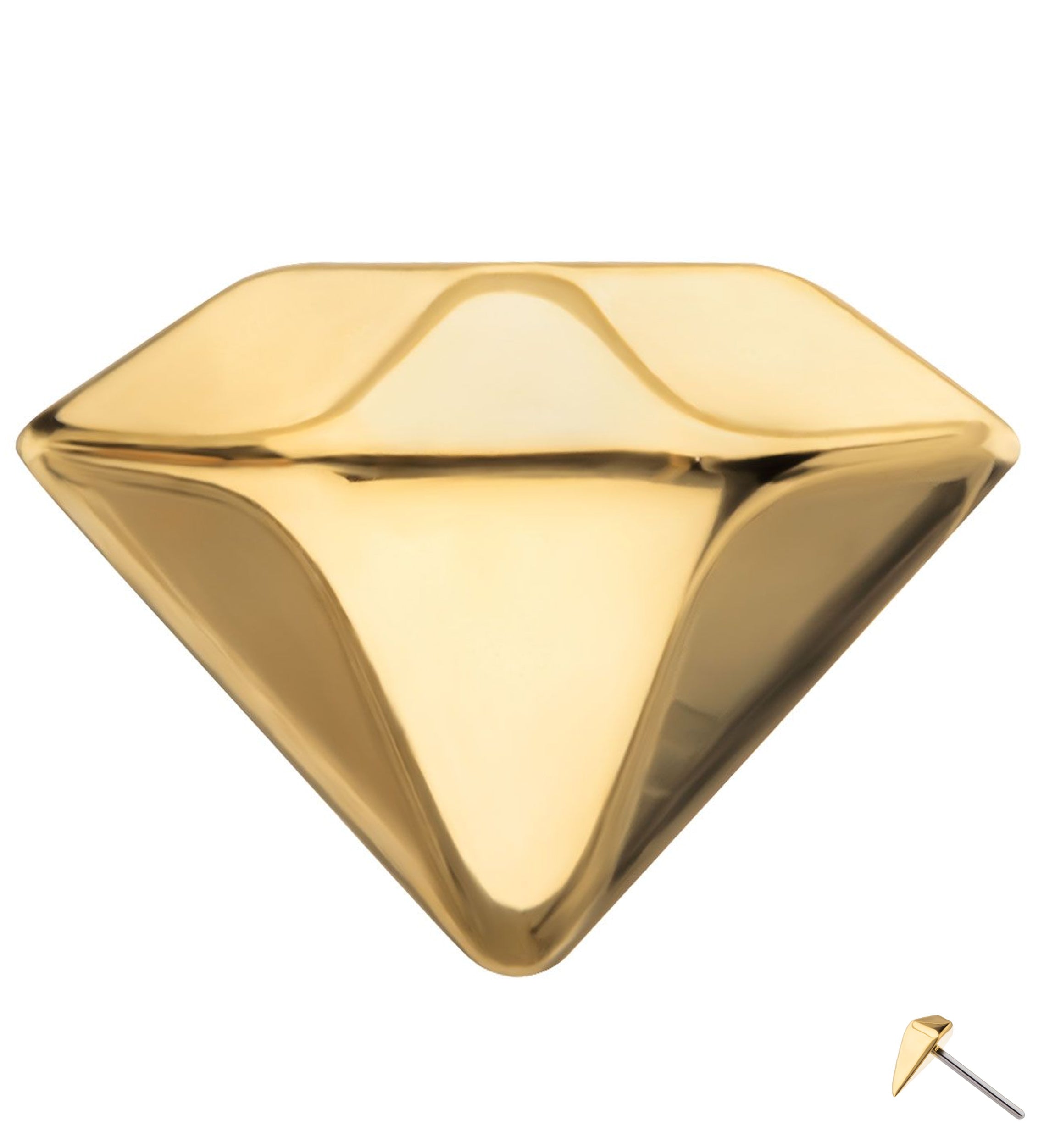 24kt Gold PVD Diamond Shape Titanium Threadless Top