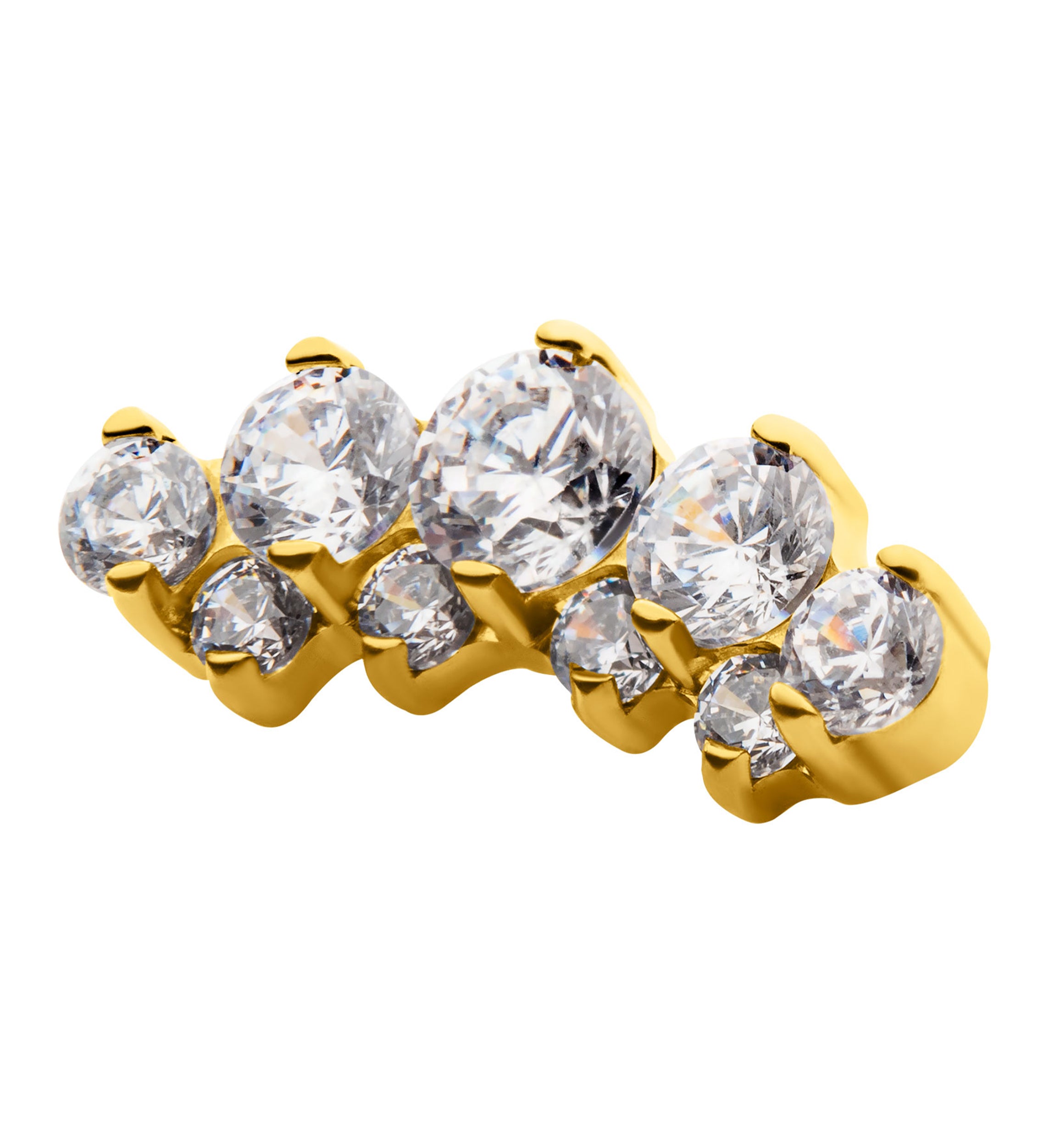 24kt Gold PVD Double CZ Arch Titanium Threadless Top