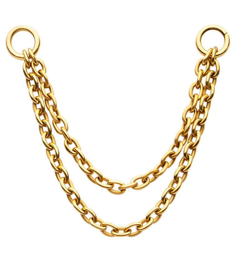 24kt Gold PVD Dual Rolo Titanium Connector Chain