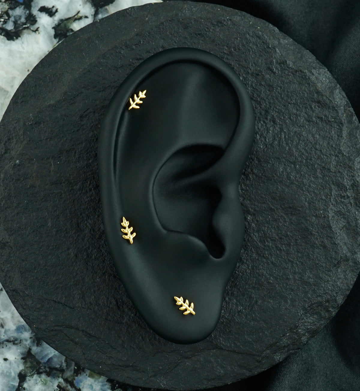 24kt Gold PVD Foliage Titanium Threadless Top
